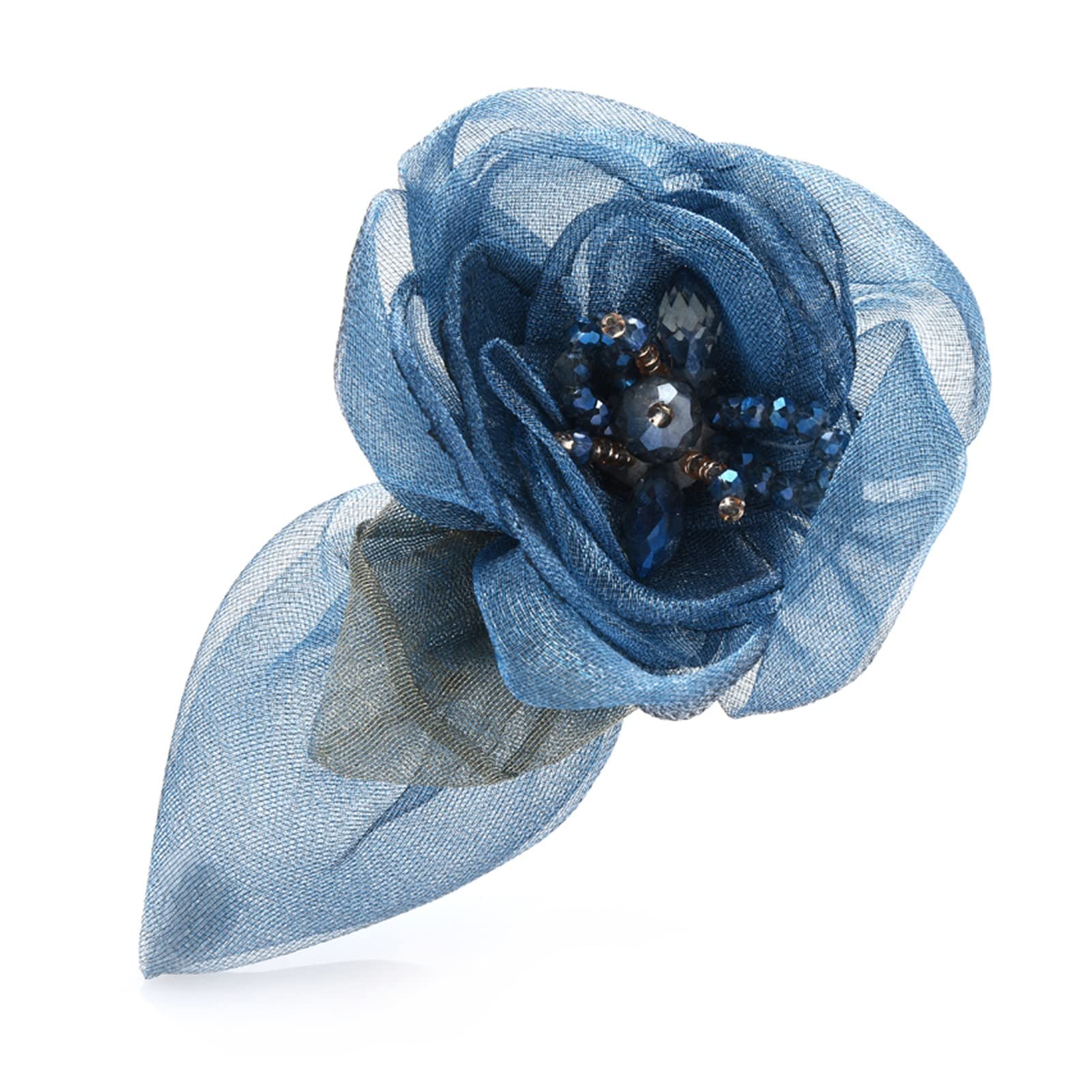 Handgemachte Musselin-Rosen-Blumenbroschen für Frauen, Dame, zweifarbige Blumen-Party-Büro-Brosche, Geschenke