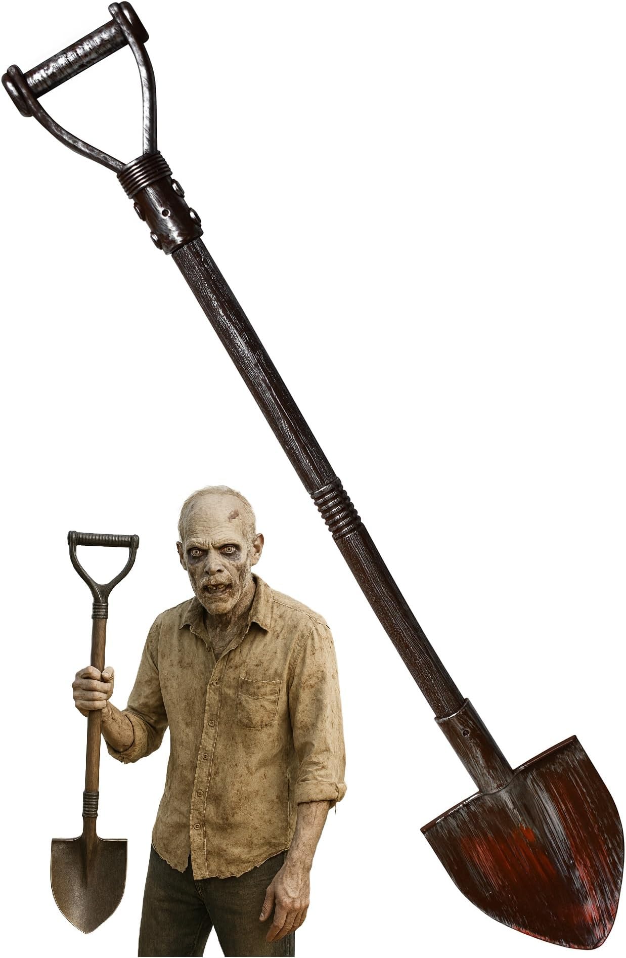 Adult Plastic Fake Bloody Shovel - Halloween Gravedigger Prop Party Decoration - Hollow Horror Cosplay Costume Handheld Accessory, Multi-color, One size