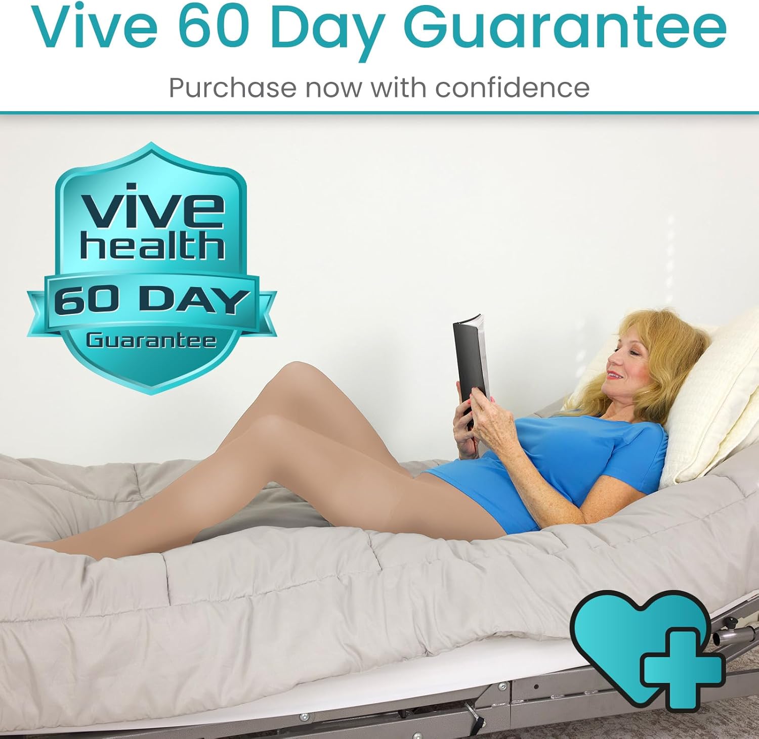Vive Medical Compression Pantyhose for Women & Men - 20-30 mmHg Graduated Support Hose - Opaque Closed Toe Compression Tights - Stockings for Varicose Veins, Swelling, Edema, & Improved Circulation