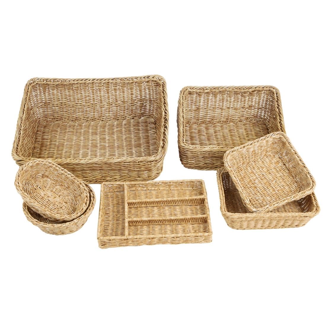 Olympia Polywicker Square Basket Light Brown 230 x 230mm - Rustic Style, Ideal for Breads, Pastries JA354