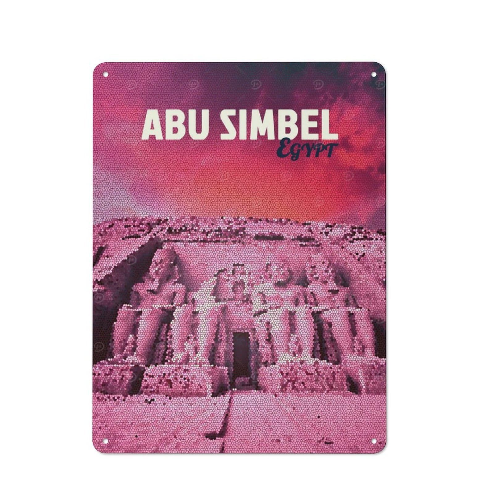 Junmoney Style-3 Abu Simbel Mosaic Everyday Metal Wall Decor 40X30cm, Decorative Tin Plaque For Flat, Dorm Room, Lounge Or Cafe