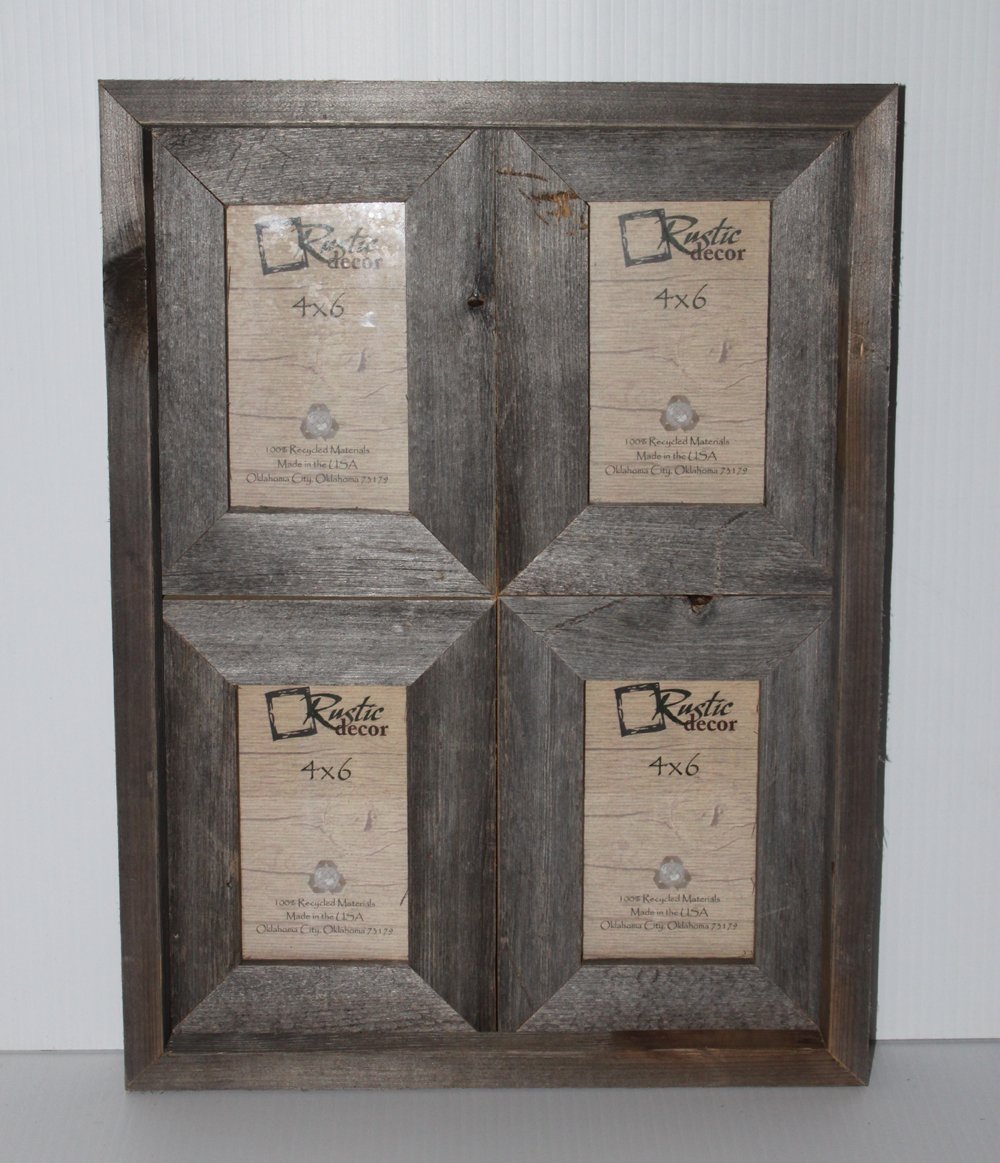 4x6 2.5 Wide Reclaimed Rustic Barnwood Collage Photo Frame Holds 4