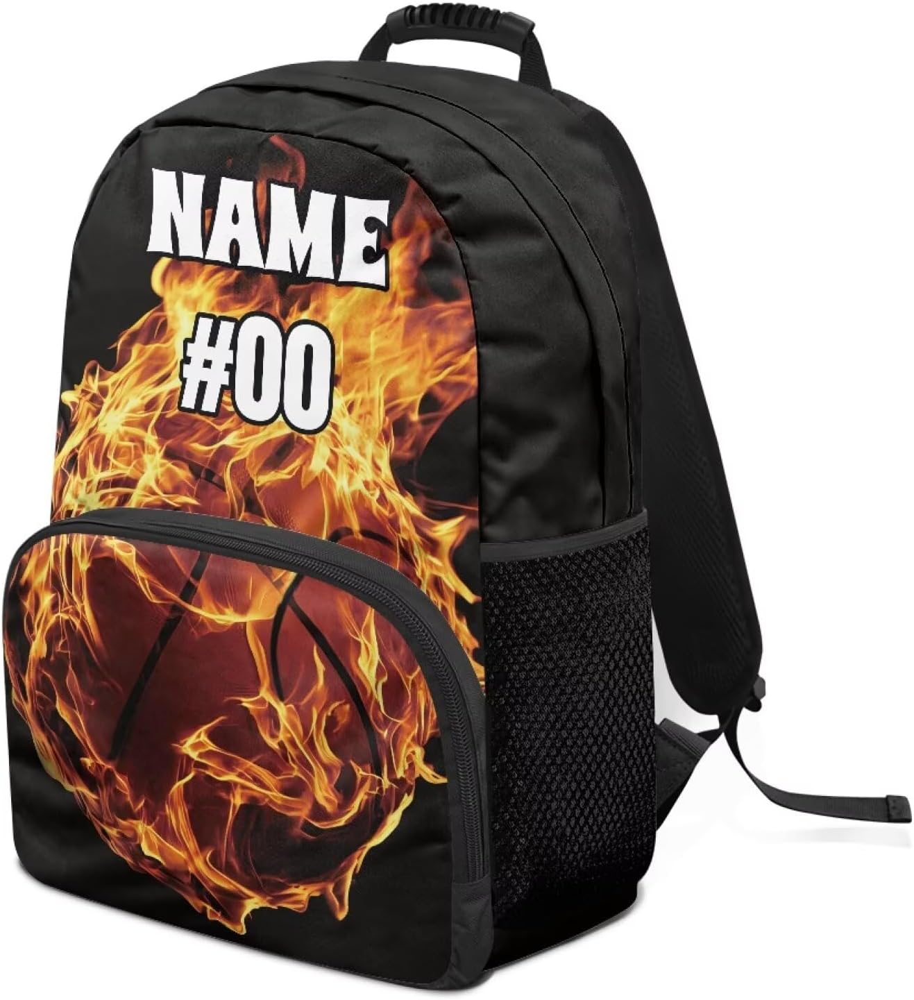 Custom Kids Backpack Personalized Basketball Bookbags for Teen Boys 17 inch Sturdy Elementary School Backpack with Side Pockets Lightweight School Bag for Boys Travel Daypack