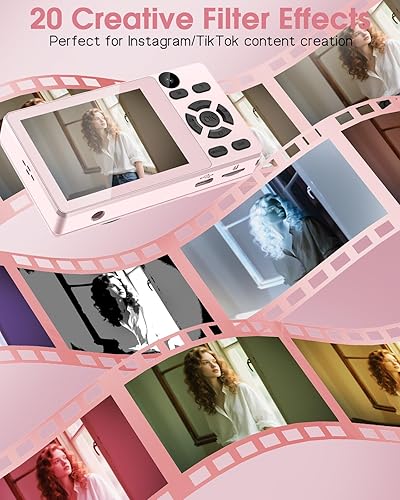 Miniatura 7 de Cámara digital con lente trasera delantera, cámara de enfoque automático de 64 MP 4K para fotografía con tarjeta de 32 GB, cámara compacta portátil