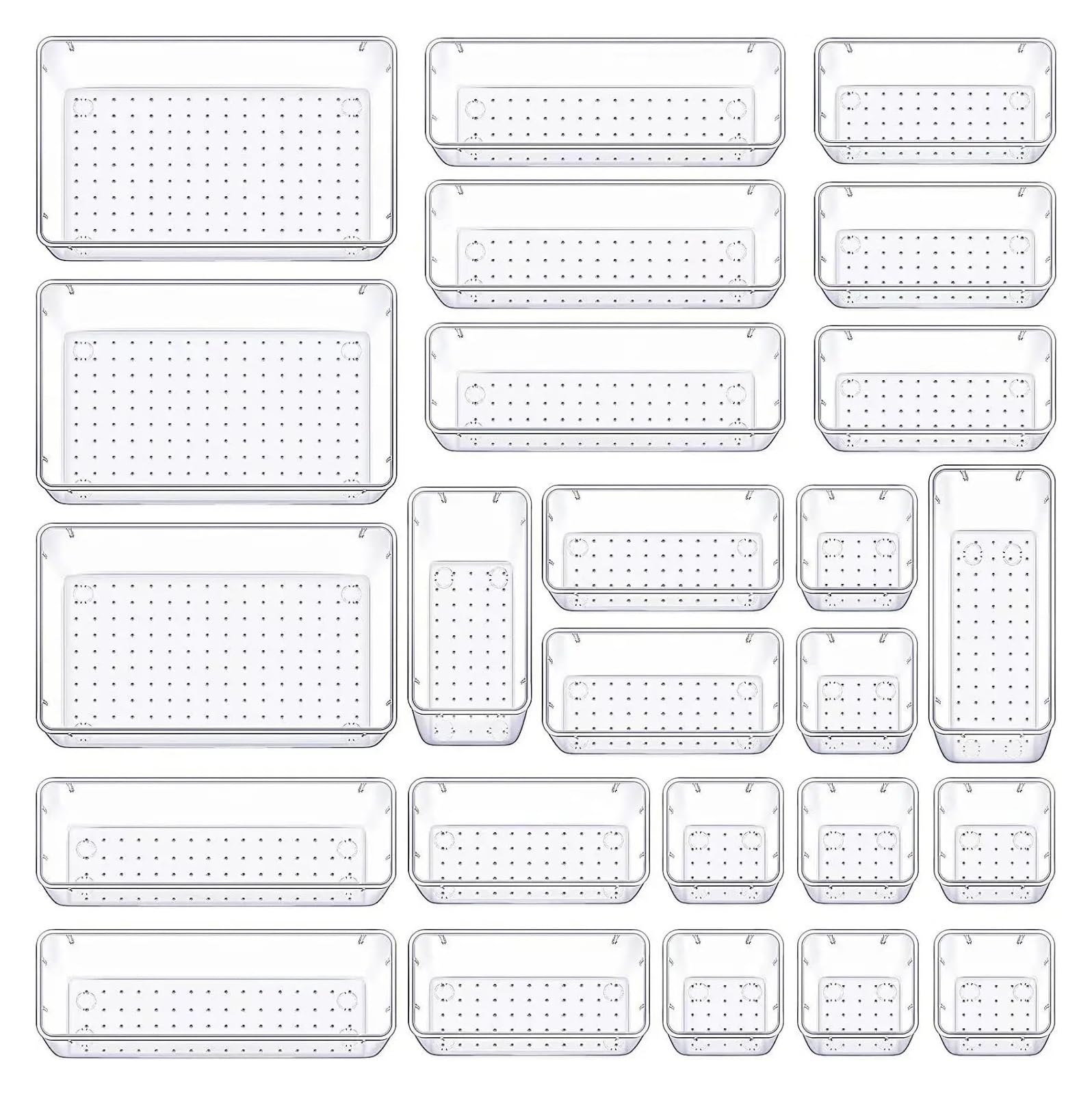 Set di 8 divisori da scrivania in plastica trasparente, per camera da letto, cassettiera, ufficio, per trucco, gioielli, cucina