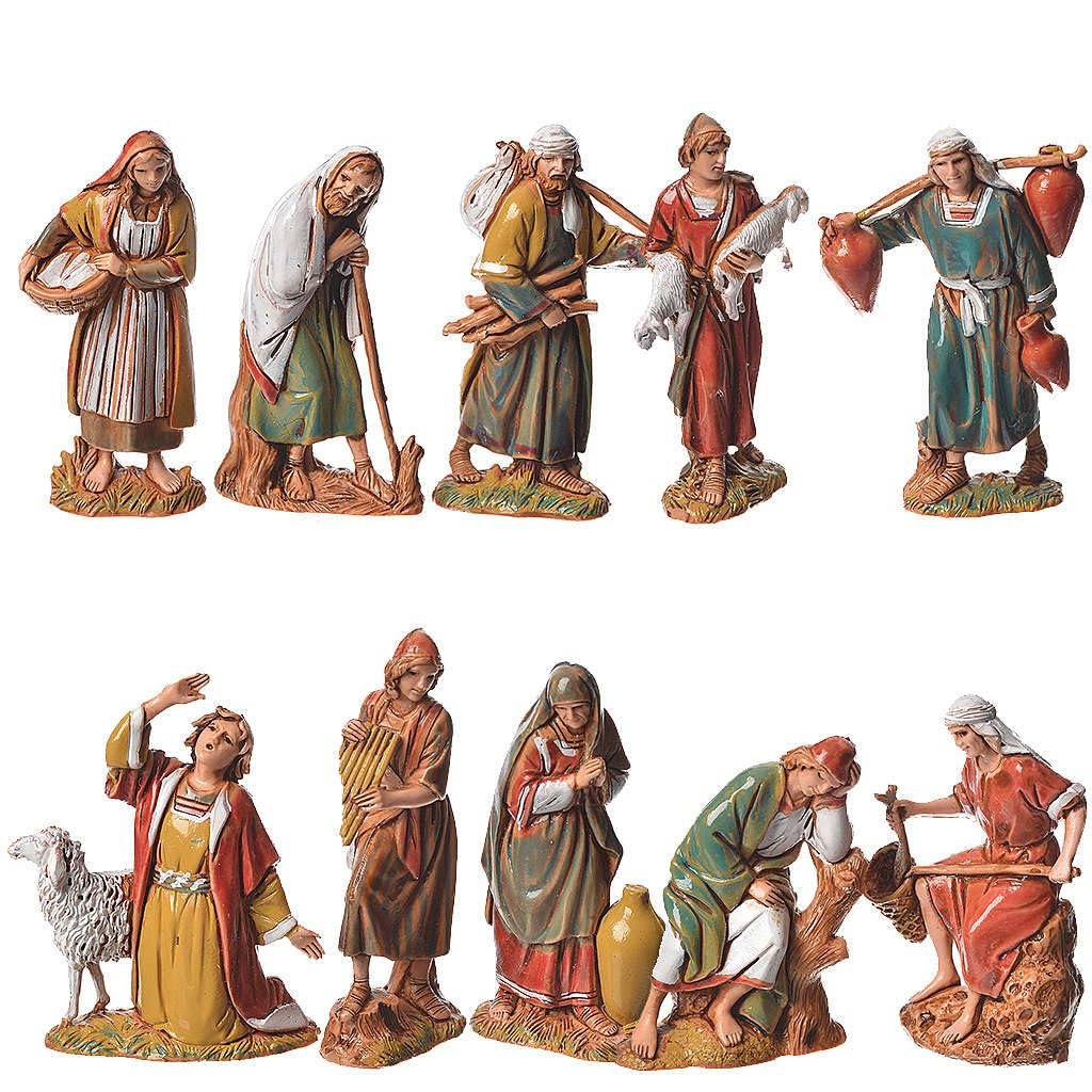 Moranduzzo Brown Set Of 10 Shepherds For 2.55 Inch Nativity Scene – Mini 2.55" – Scale 1:30 – Unbreakable Hand-Finished Figurines, Sculptor M. Landi, Made In Italy
