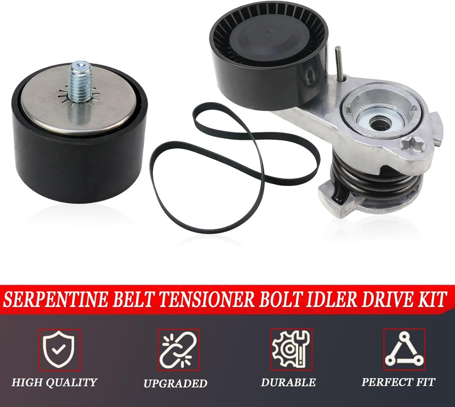 11288620022 11287582761 Drive Belt Tensioner & Idler Pulley Kit for BMW 523i 530i 730Li X3 2.5L 3.0L N52 F10 F11 F02 F25 2010 2011 2012 2013 2014 2015