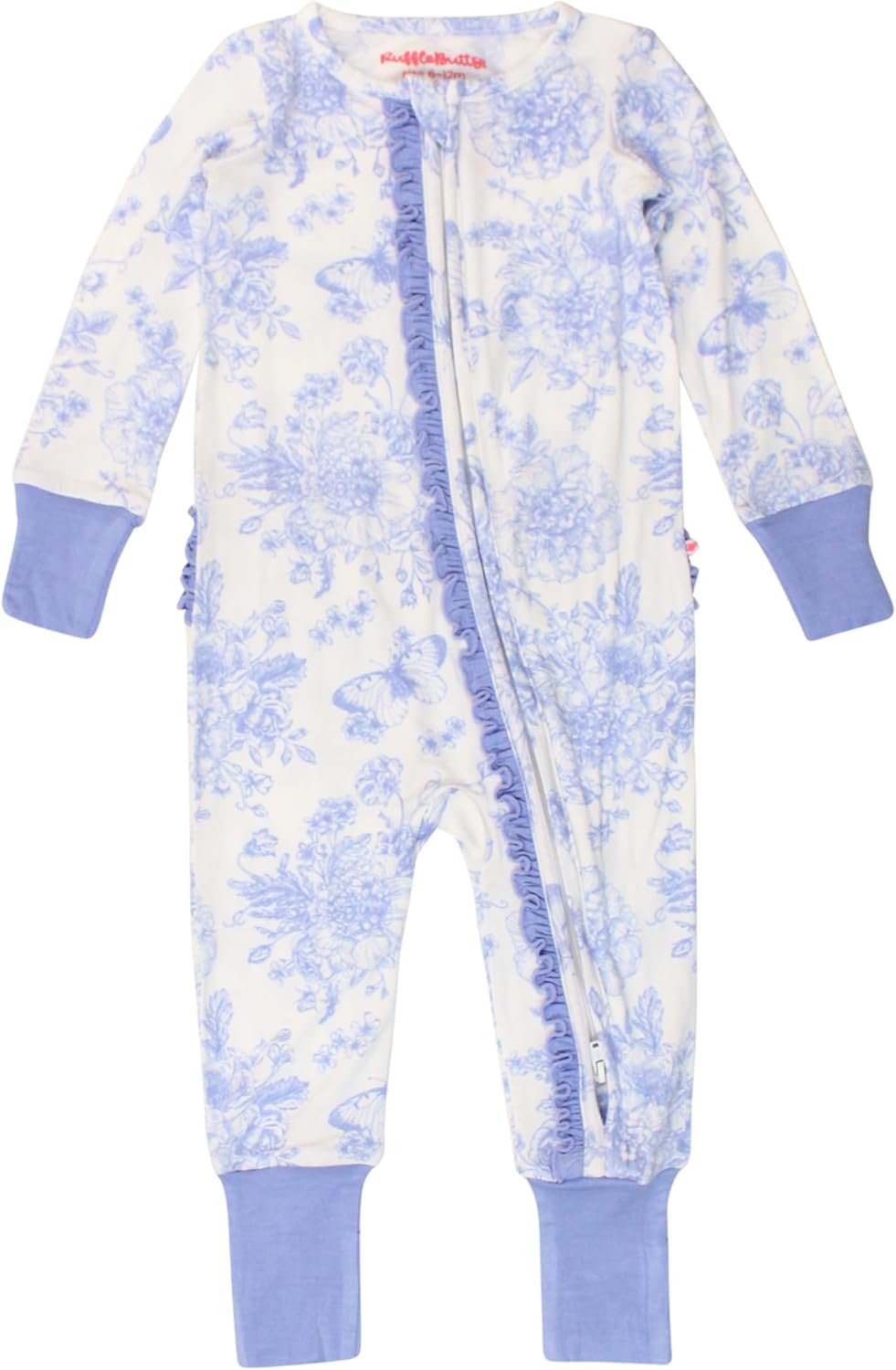 RuffleButts SoftSnooze - Viscose from Bamboo Baby Girls Ruffle One Piece Convertible Pajamas