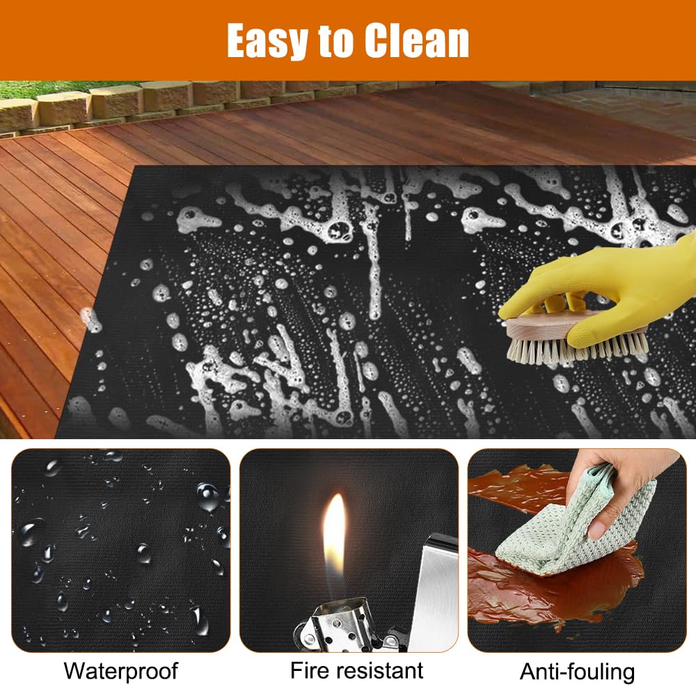 Alfombra Ignifuga, 120×100cm Reutilizable Alfombra Barbacoa Exterior, Alfombra Ignifuga Barbacoa, Alfombra de BBQ Antideslizante Resistente, para Barbacoas, Suelo, Chimenea, Césped y Camping