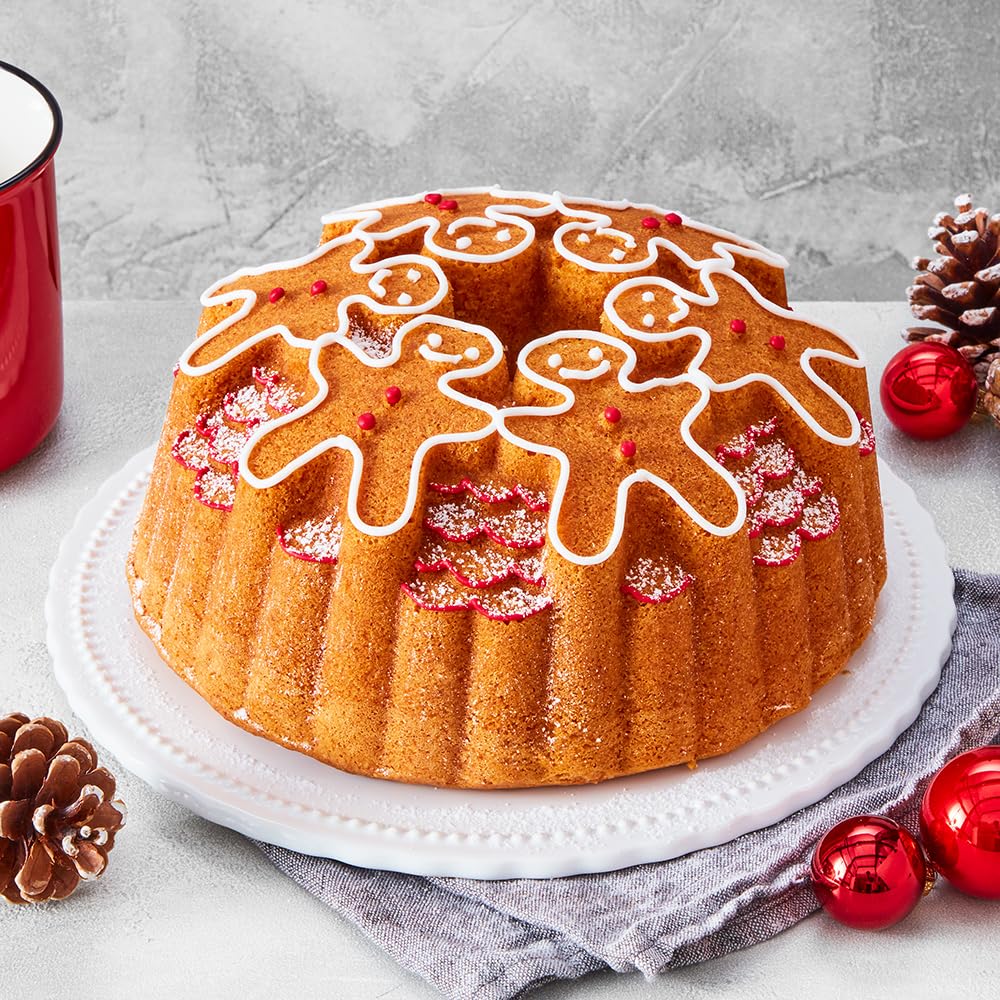 Aluguss-Kuchenform Gingerman - Birkmann - champagner, Ø 22 cm, 22,0 x 22,0 x 9,8 cm, Aluguss, Motivbackform Weihnachten, weihnachtliche Backform mit Antihaftbeschichtung, 200°C | x 9,8 cm, Aluguss, Motivbackform Weihnachten, weihnachtliche Backform mit An