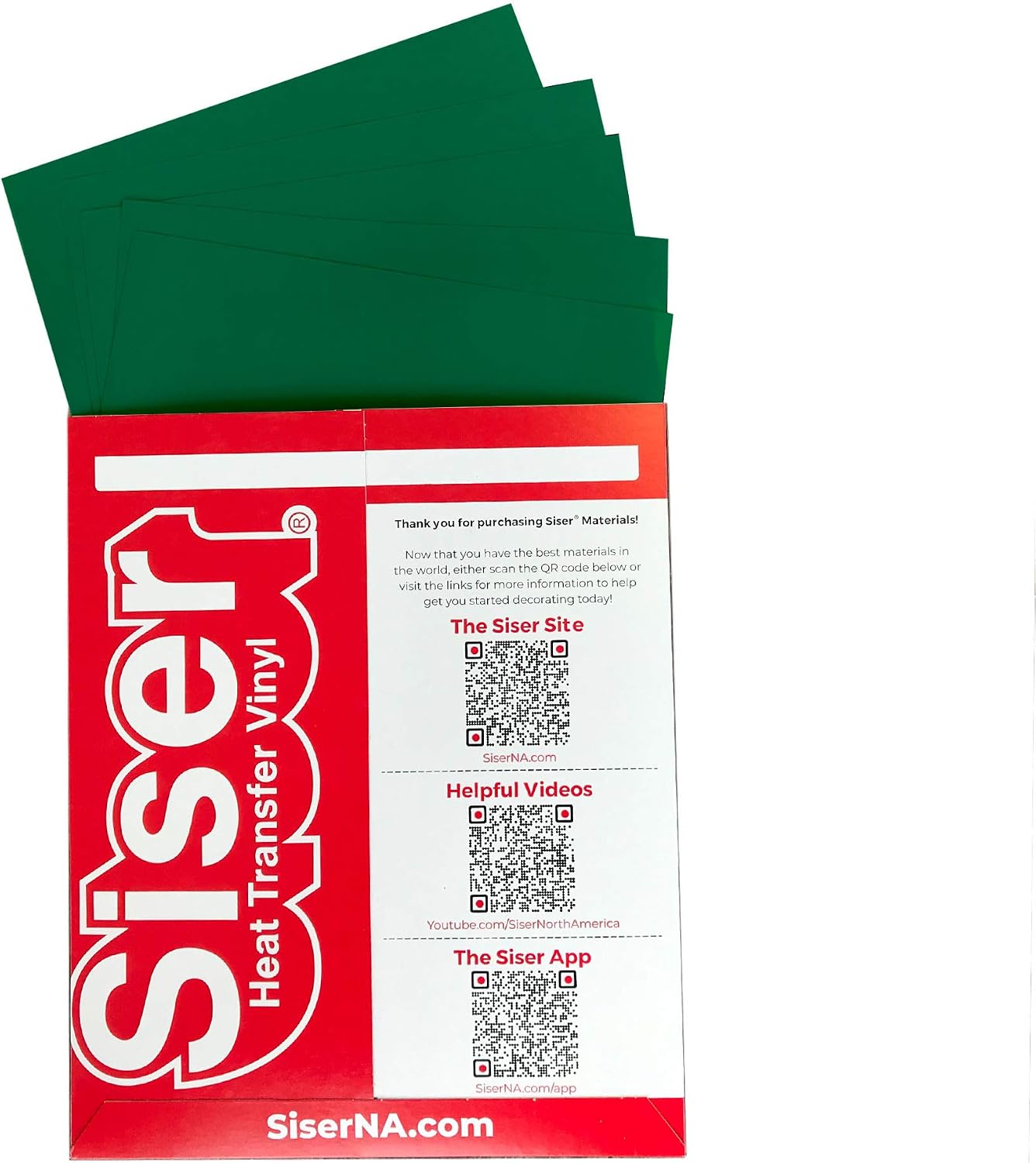 SISER EasyWeed Heat Transfer Vinyl HTV for T-Shirts 12 x 12 Inches 5 Precut Sheets (Green)