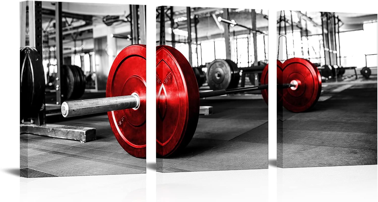 Saypeacher Gym Wall Decor Motivational Gym Canvas Pictures Weightlifting Wall Art for Bedroom Living Room 12x16inchx3pcs