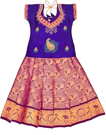 Chandrakala Lehanga Pattu Pavadai For Girls Kids South Indian Dress, KL113-P