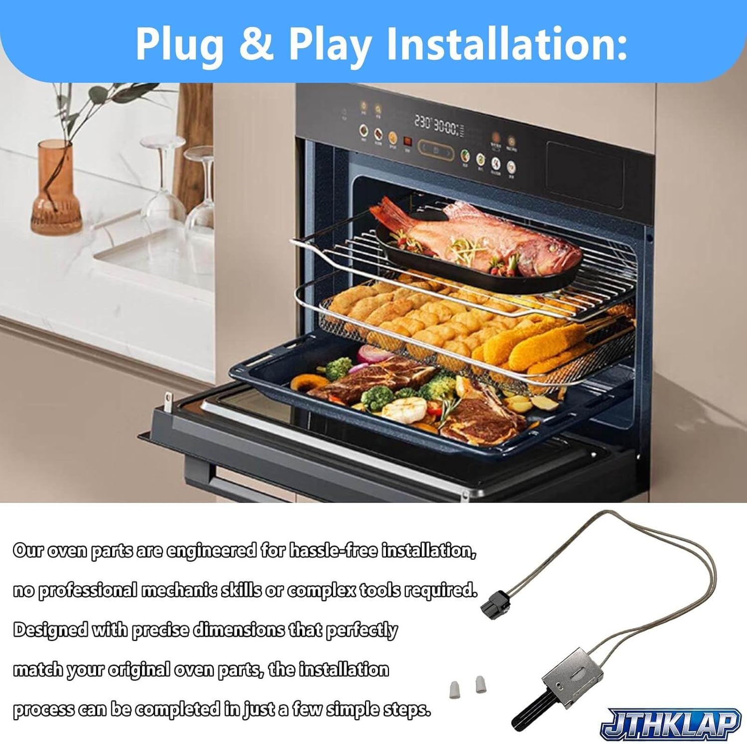 WB28X28781 Igniter Glowbar Compatible with GE Gas Range Models CGB550P2M1S1 CGB550P3M1D1 CGS750 CGS995SEL2SS JGBS86 JGSS86 PGB965BP1TS PGS960BEL1TS Replace PD00047144 AP6301329 PS12295285 4586444