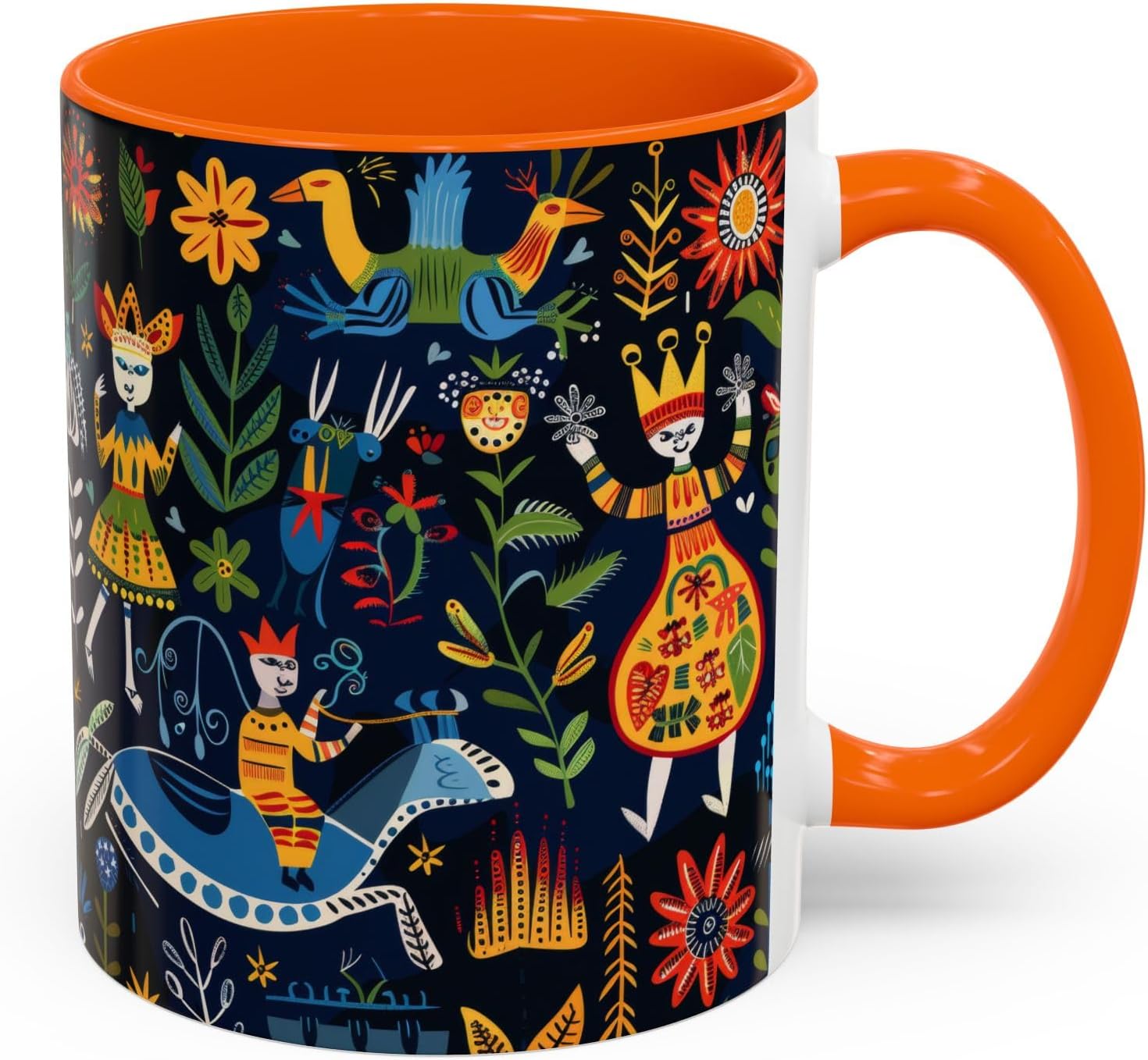 Mug, Norwegian Folk Art Accent Coffee Cup (11, 15oz), Scandinavian Design, Nordic Gift - Image 3