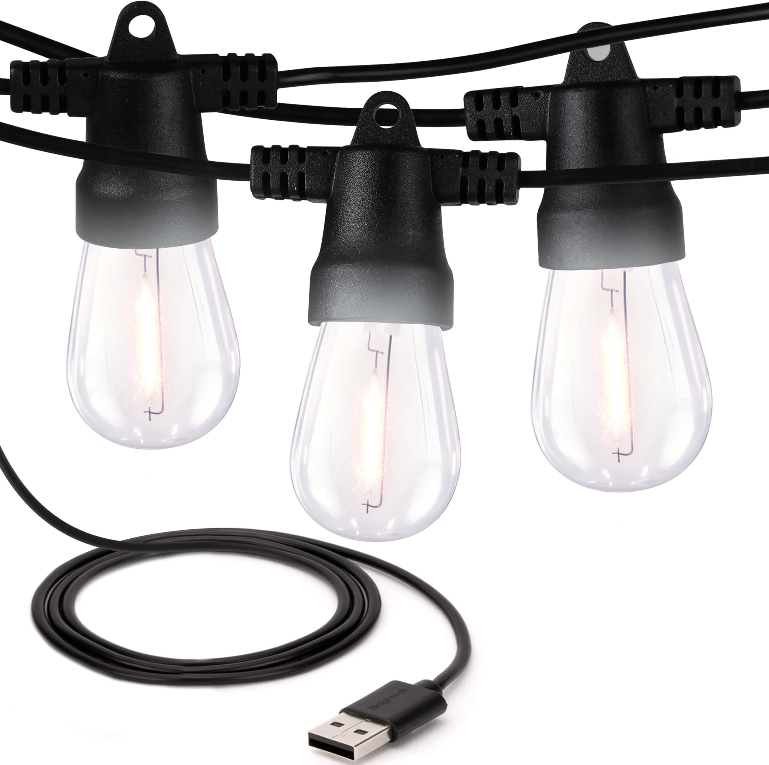 Brightech Ambience Pro - USB Battery Pack Powered, Waterproof String Lights for Camping & Tents - Add Warm Ambience To Your Camp Site - Lightweight & Bright Enough to Cook - Shatterproof Bulbs