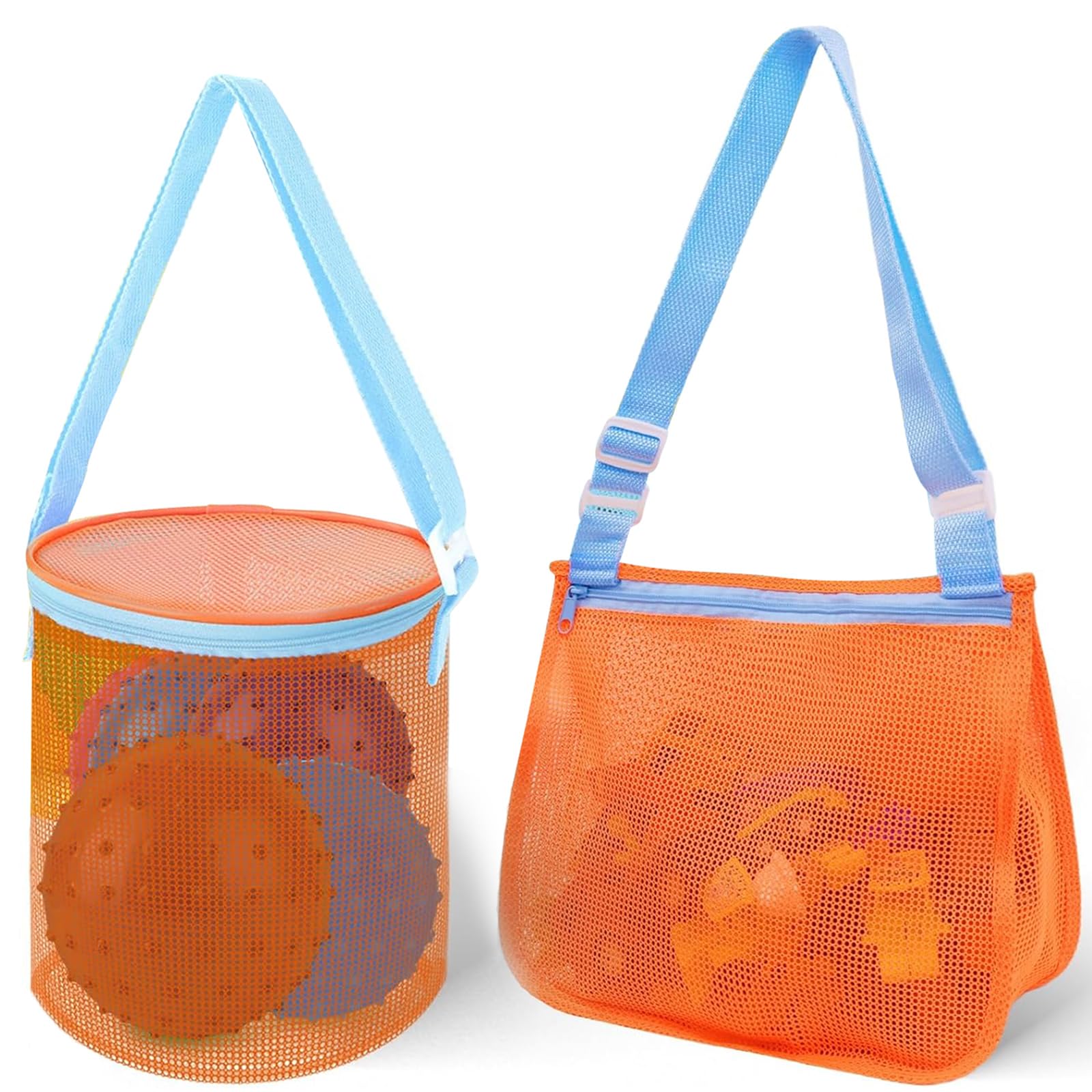Bolsa de malla playa, 2 Piezas Bolsa Playa Juguetes, Bolsa de Malla para Conchas, Bolsa de Juguetes Playa Niños, Bolsa Playa Arena, Bolsa Plegable de Malla de Playa, Para Playa Natación Piscina