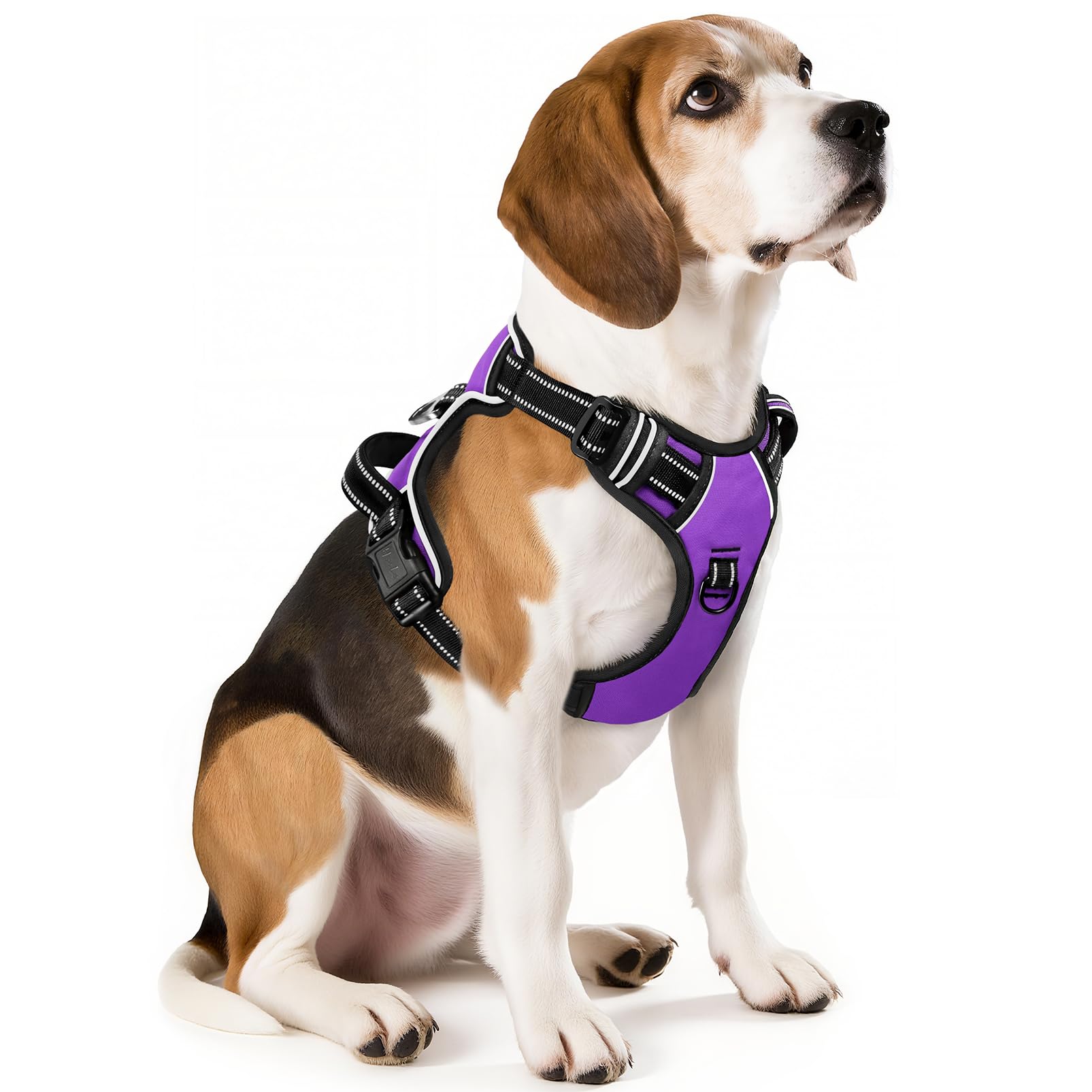 HEELE Pettorina Cane Taglia Media Riflettente Pettorina Addestramento Cani Anti Tiro con 2 Ganci in Metallo + Comodo Maniglia, Gilet per Cani Regolabile per Camminare, Porpora, M