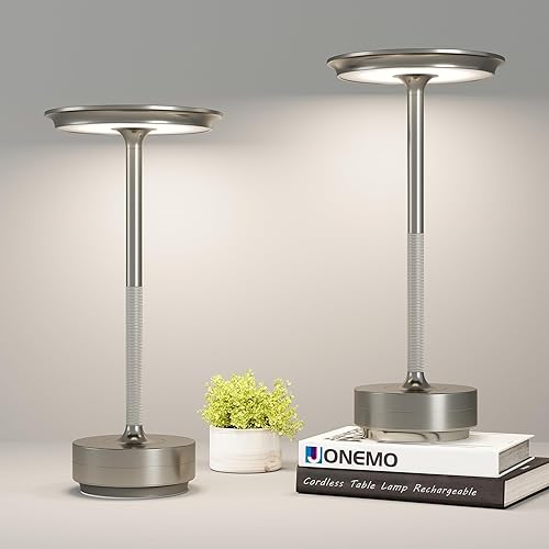 Miniatura 11 de Lámpara de mesa inalámbrica, luz LED de mesa recargable con 3 ajustes de temperatura, atenuación continua, batería de 5000 mAh, USB-C, memoria,