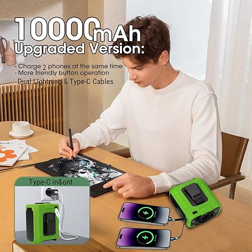 Miniatura 3 de Clip de ventilador de cintura portátil AI 2025 con cable de carga integrado, batería recargable de 10000 mAh 40H y refrigeración de 5 velocidades de