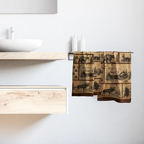 Vista 301 de Giwawa Juego de 2 toallas de mano de pino con ciervos del bosque, toallas de baño, suaves y absorbentes, para bar, bar, cocina, hotel, spa, Ciervo