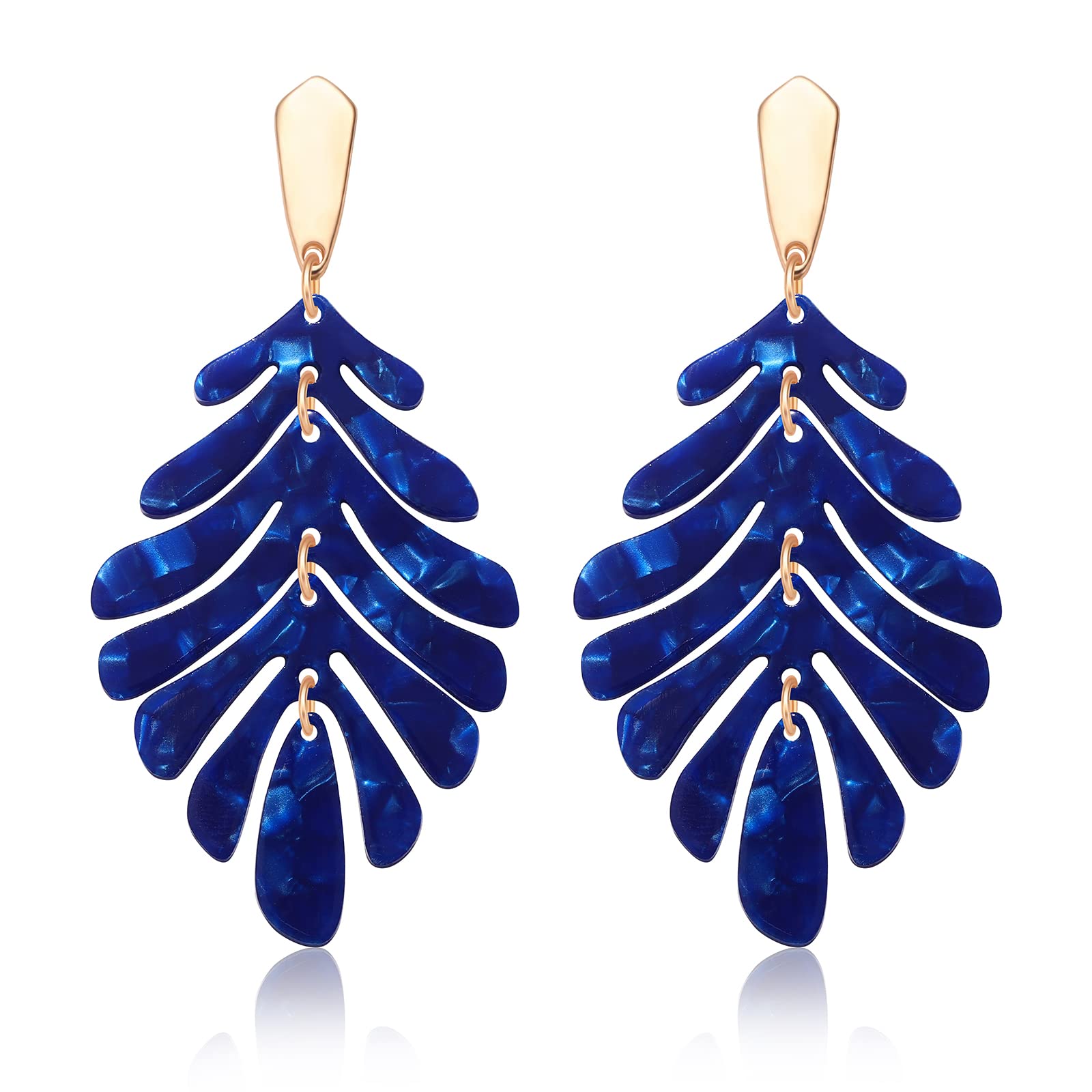 ARATLENCH Acrylic Pendant necklace Earrings – Long Statement Leaf Charm Necklace Tortoise Resin Palm Leaf Earrings Fashion Necklaces Earrings for