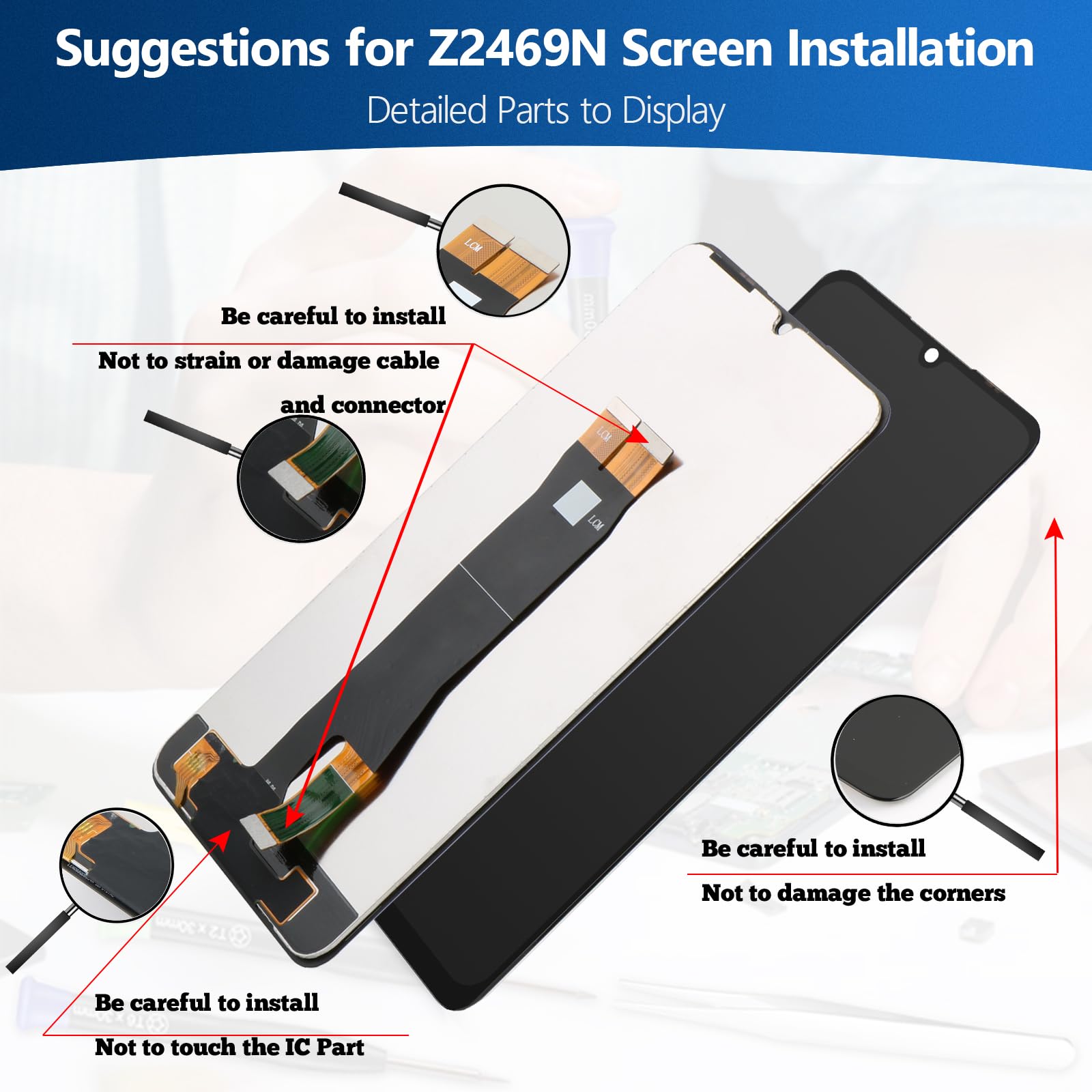 Schermo per ZTE Blade A76 5G Z2469N Display Digitalizzatore Touch Screen LCD per ZTE Blade A76 5G Schermo LCD Display + Kit di Riparazione (Noir)