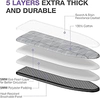 Vista 5 de APEXCHASER Tabla de planchar con soporte para planchar, tabla de hierro compacta y ahorradora de espacio, cubierta extragruesa, altura ajustable