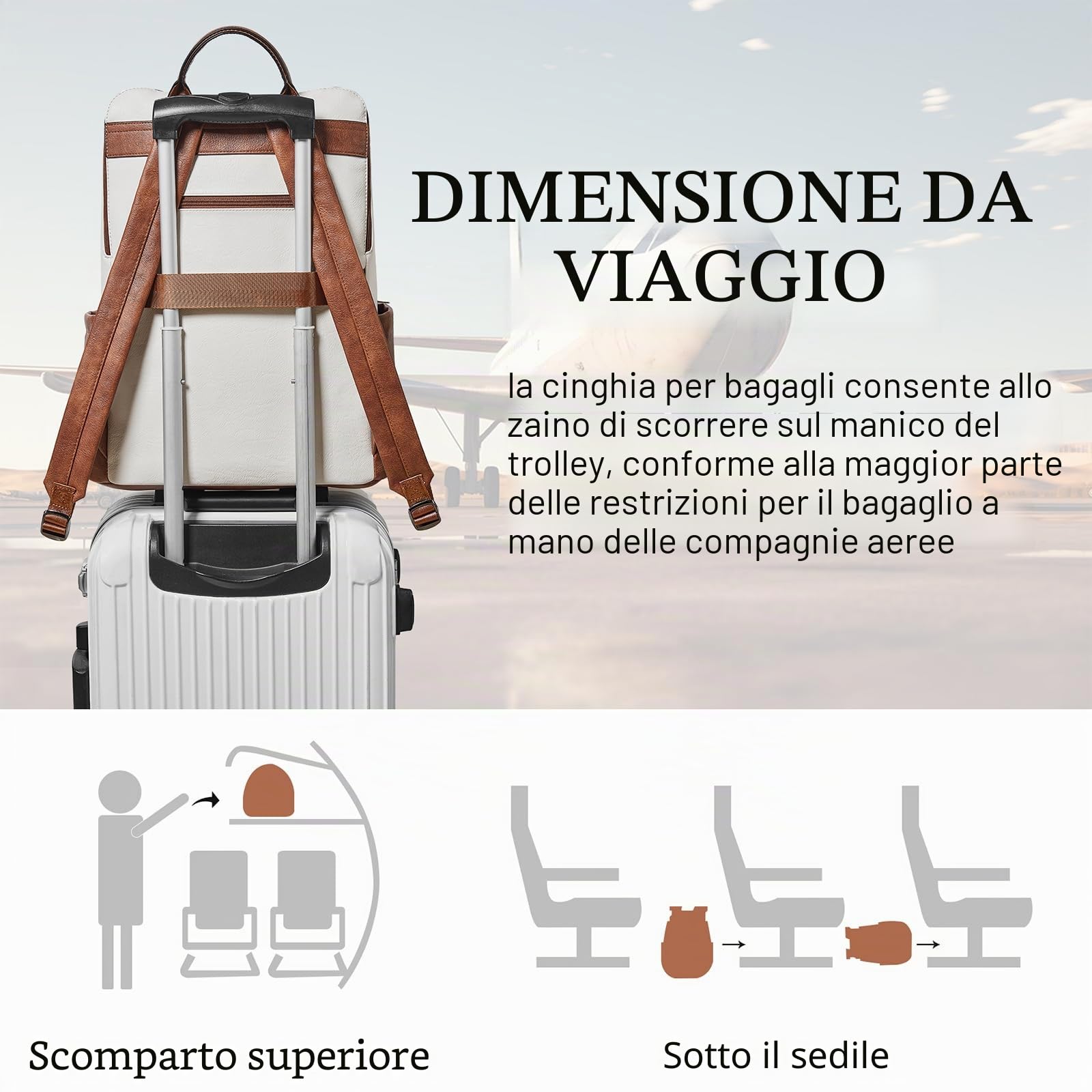 Shrrie aggiornato grande viaggio laptop zaino con si adatta 17 pollici laptop, impermeabile vegan cuoio computer zaino per donne e uomini lavoro Business College