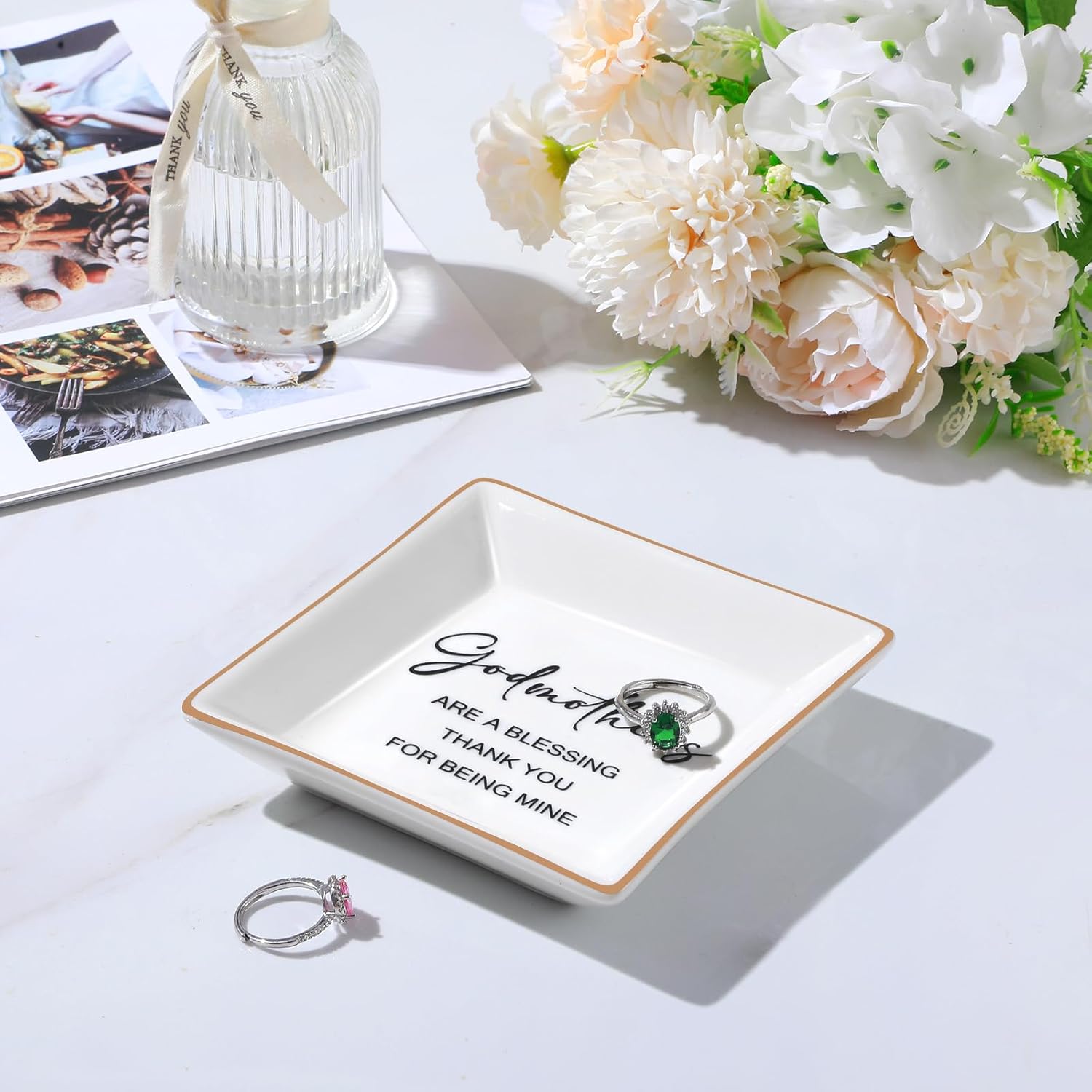 PUDDING CABIN Godmother Gifts from Godchild, Trinket Ring Dish -Godmothers are a blessing, Thank you for being mine Gifts for Godmother Valentine's Mother's Day Birthday Christmas - Image 5