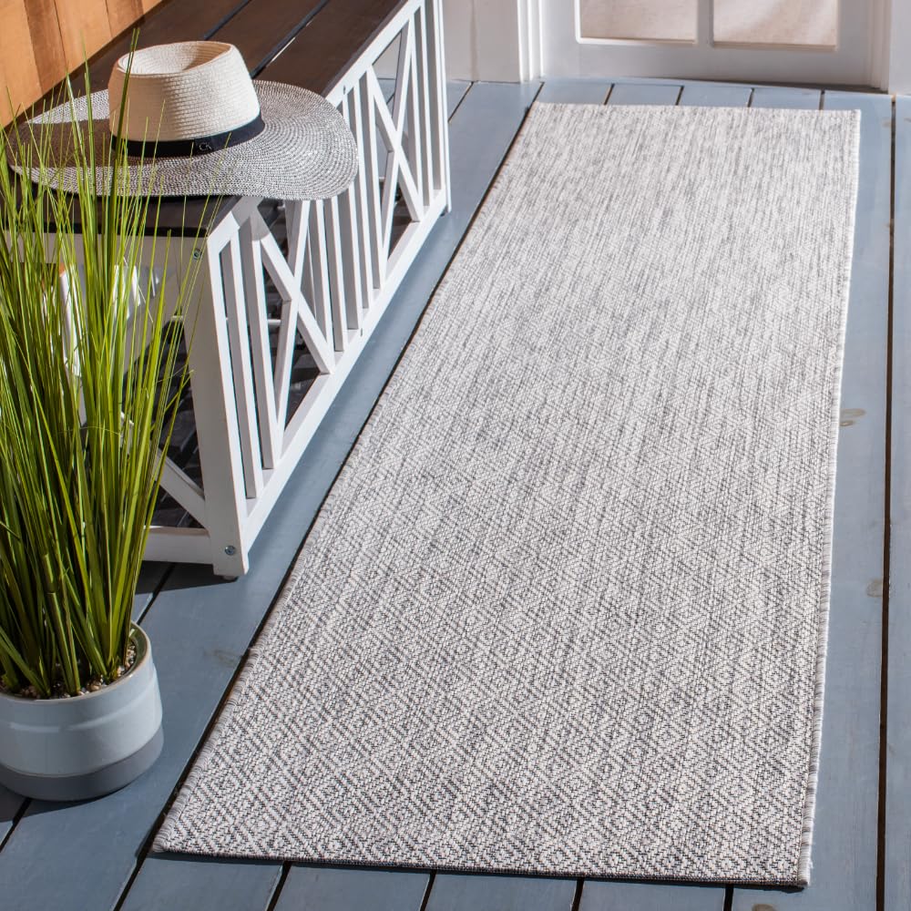 SAFAVIEH Courtyard Collection 2'3" x 10' Grey CY8520 Indoor-Outdoor Waterproof Easy-Cleaning Patio Backyard Mudroom Runner-Rug