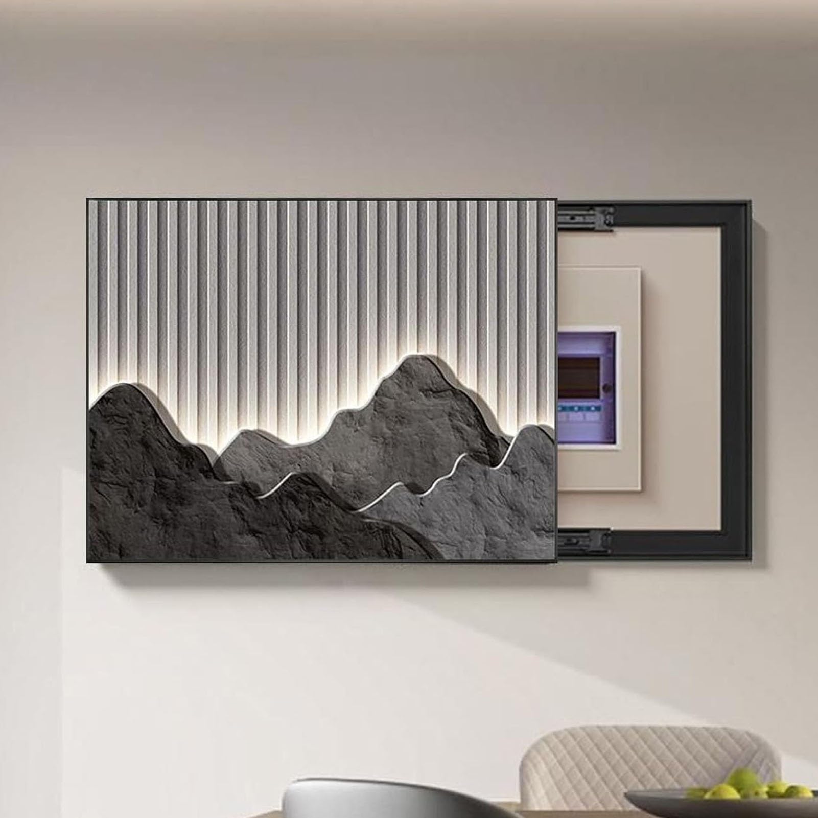 Cache-boîte à disjoncteurs décoratif pour sublimer votre salon