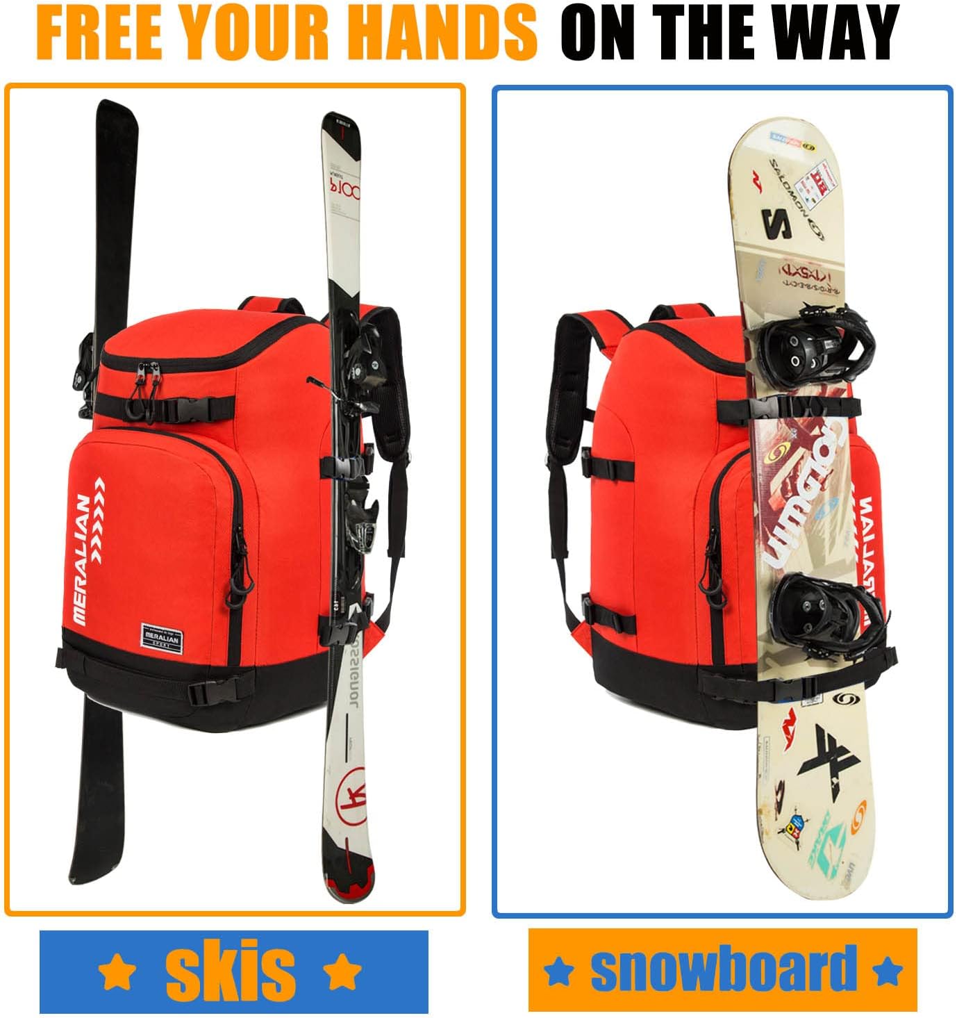 Ski Boot Bag - 50L Ski Boot Travel Backpack Waterproof Snowboard Boot Backpack for Travel Stores Gear Including Helmet, Goggles and Outerwear.