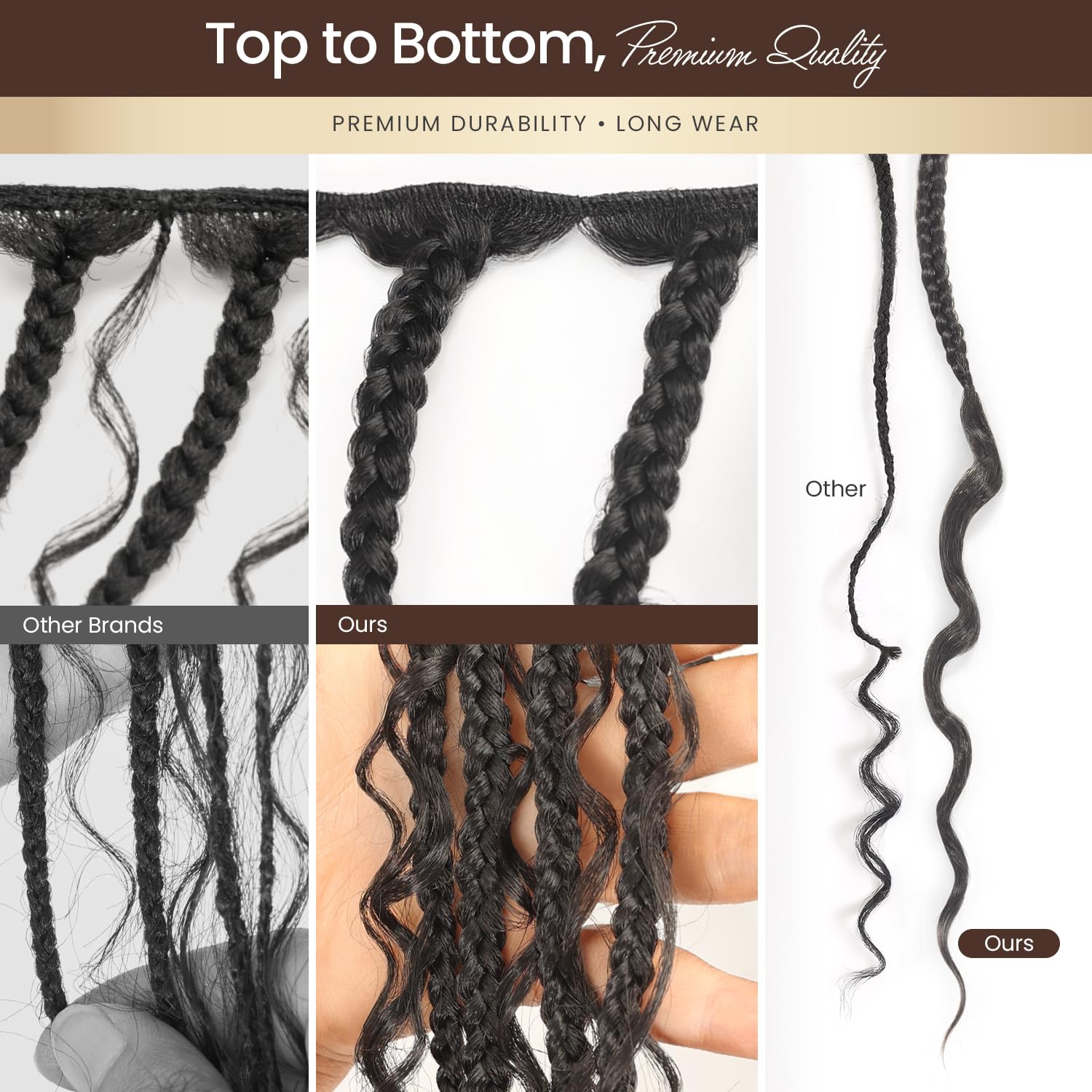 Zizi Twist 22" Deep Boho Braid Bundle (3 Pack Value) – Pre-Braided Weft for Sew-In, Boho Braids on a Track, Time-Saving Professional Braided Weaving Hair, Human Hair Blend (1B Natural Black)