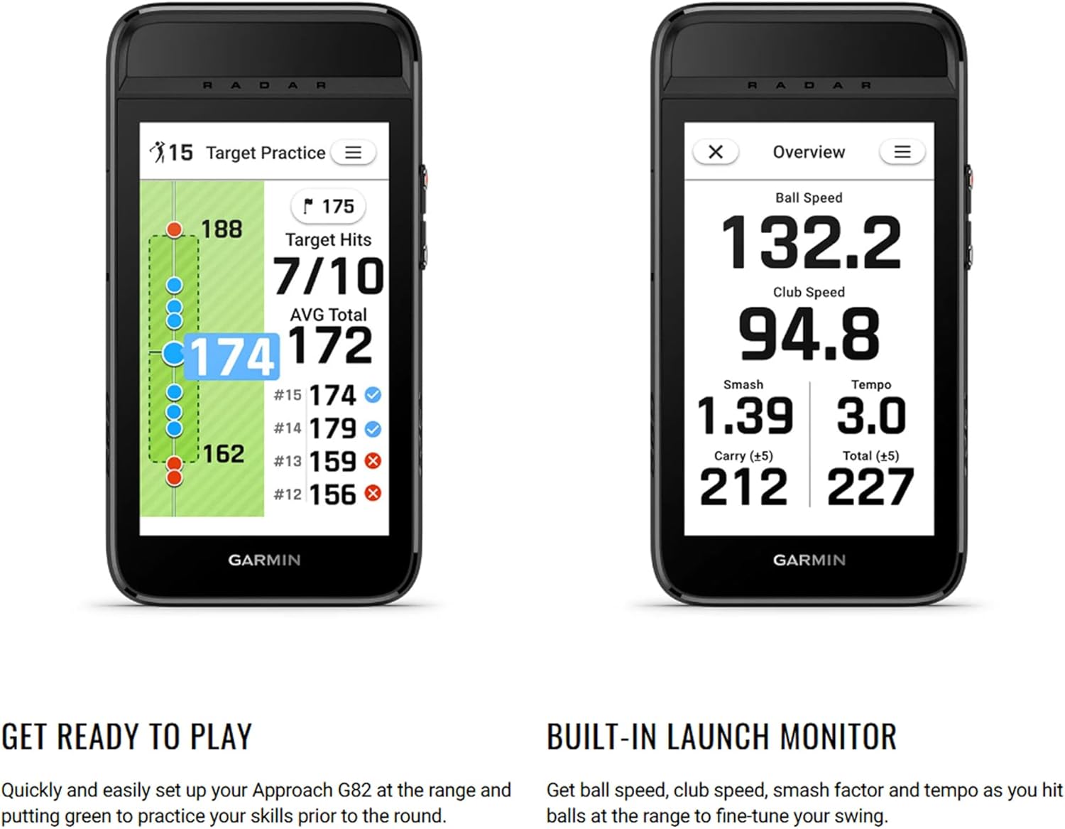 Garmin Approach G82 Launch Monitor and Premium GPS Golf Handheld, 5-Inch Touchscreen, Built-in Radar, Putting Metrics, Virtual Caddie, 43000 Preloaded Courses Bundle