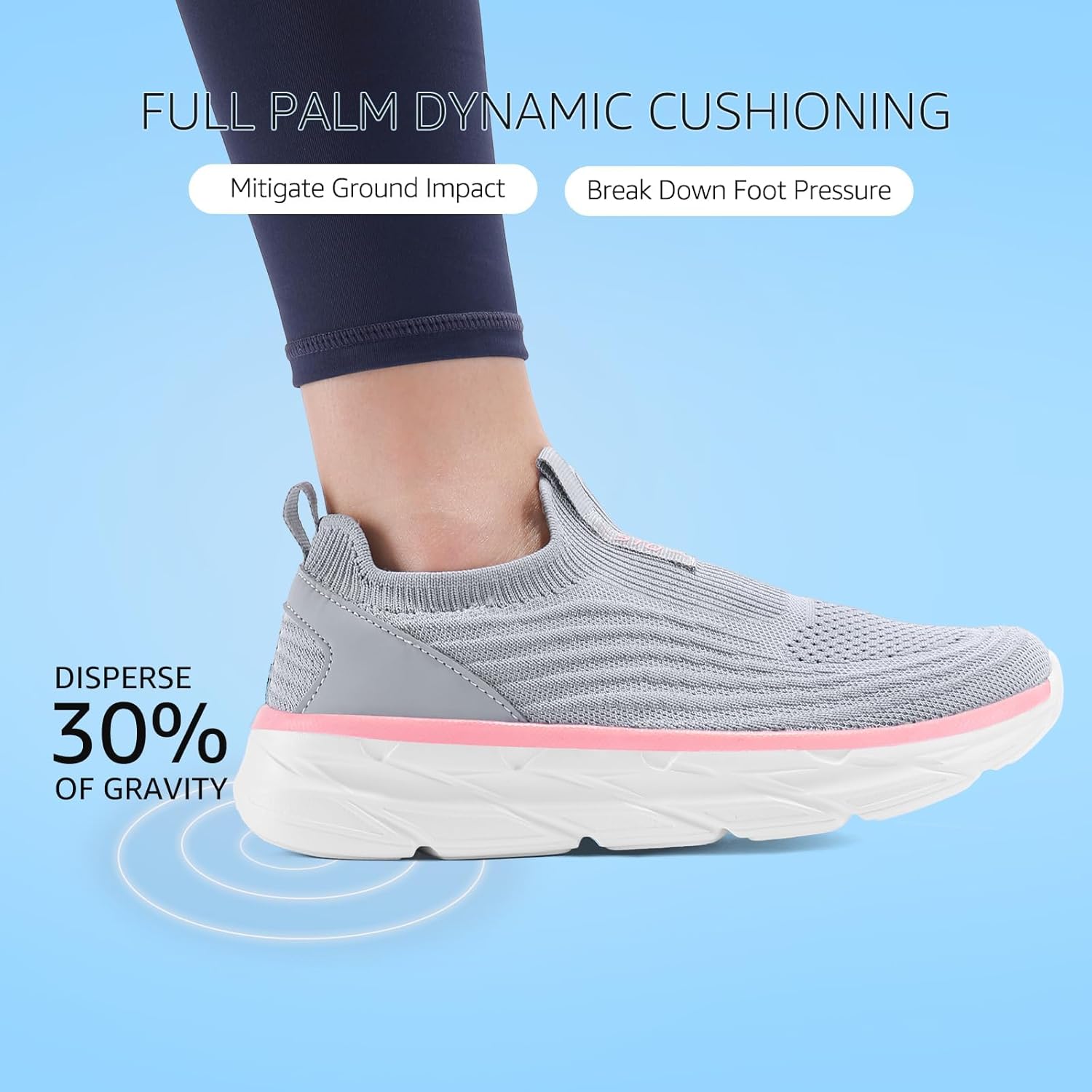STQ Women's Slip on Sneakers Wide Toe Box Walking Tennis Shoes Cushion Sole Comfortable Orthopedic Arch Support Breathable Plantar Fasciitis Non-Slip Athletic Gym Workout Shoe - Image 5