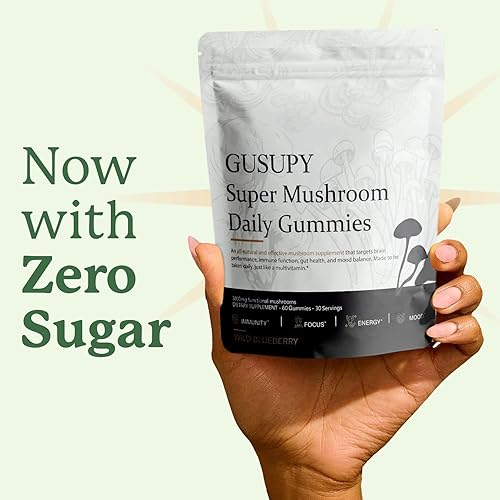 Miniatura 8 de Lions Mane - Gomitas de suplemento de hongos, 12 mezclas orgánicas de hongos con Cordyceps, Reishi, Chaga, suplemento cerebral a base de hierbas con