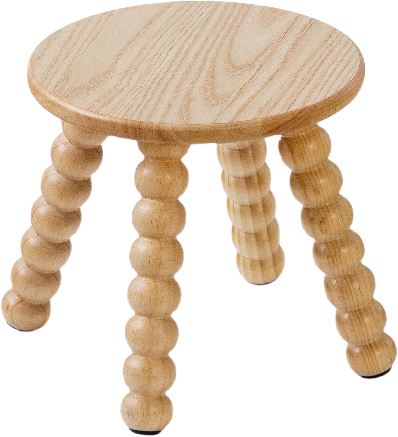 Solid Wooden Stool, Round Plant Stand for Indoor, 10.6''H Kids Stool, Small Wood Step Stools for Kids, Bathroom, Bedroom, Livingroom