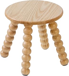 100% Solid Wooden Stool, Small Wooden Step Stool, Round Plant Stand for Indoor, 10.6''H Kids Stool, Bathroom, Bedroom, Livingroom