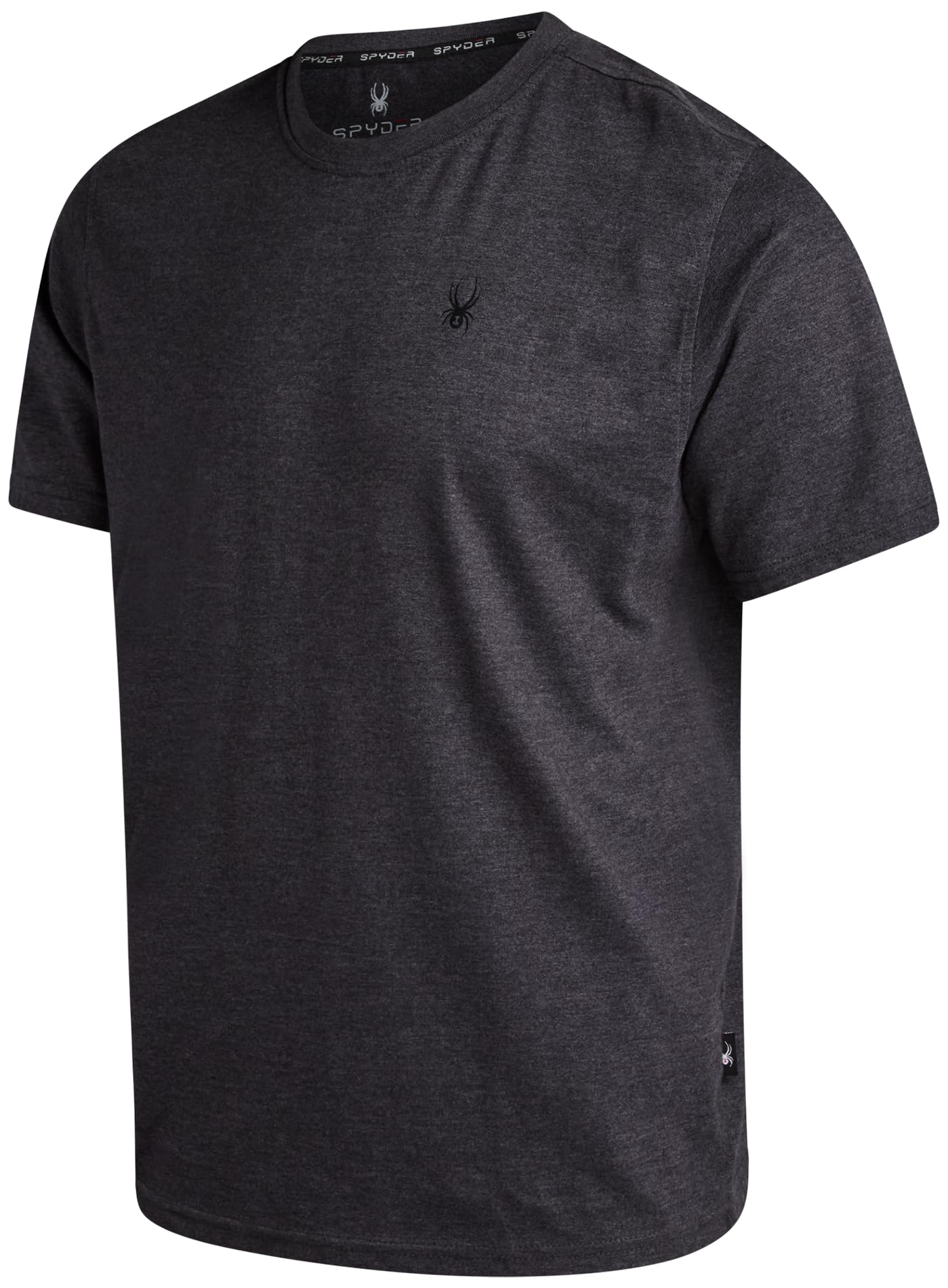 Spyder Mens T-Shirts - Soft Cotton Blend Jersey Crewneck Short Sleeve Shirts for Men, Casual Shirts for Workout & Daily Wear, Charcoal Scribble, Medium