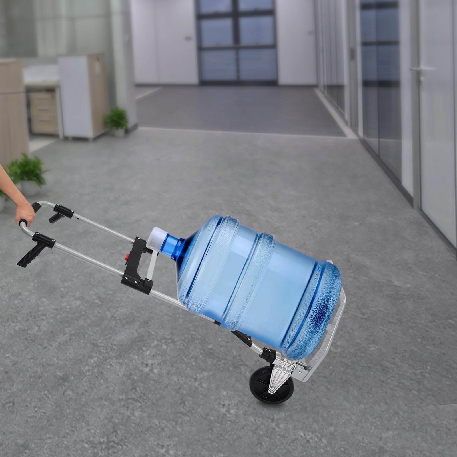 Carretilla de mano plegable Dolly Carro, capacidad de carga de 70 kg/154,32 libras, carro de aluminio con mango telescópico, 2 ruedas de goma, cuerdas elásticas para equipaje, viajes, mudanzas,