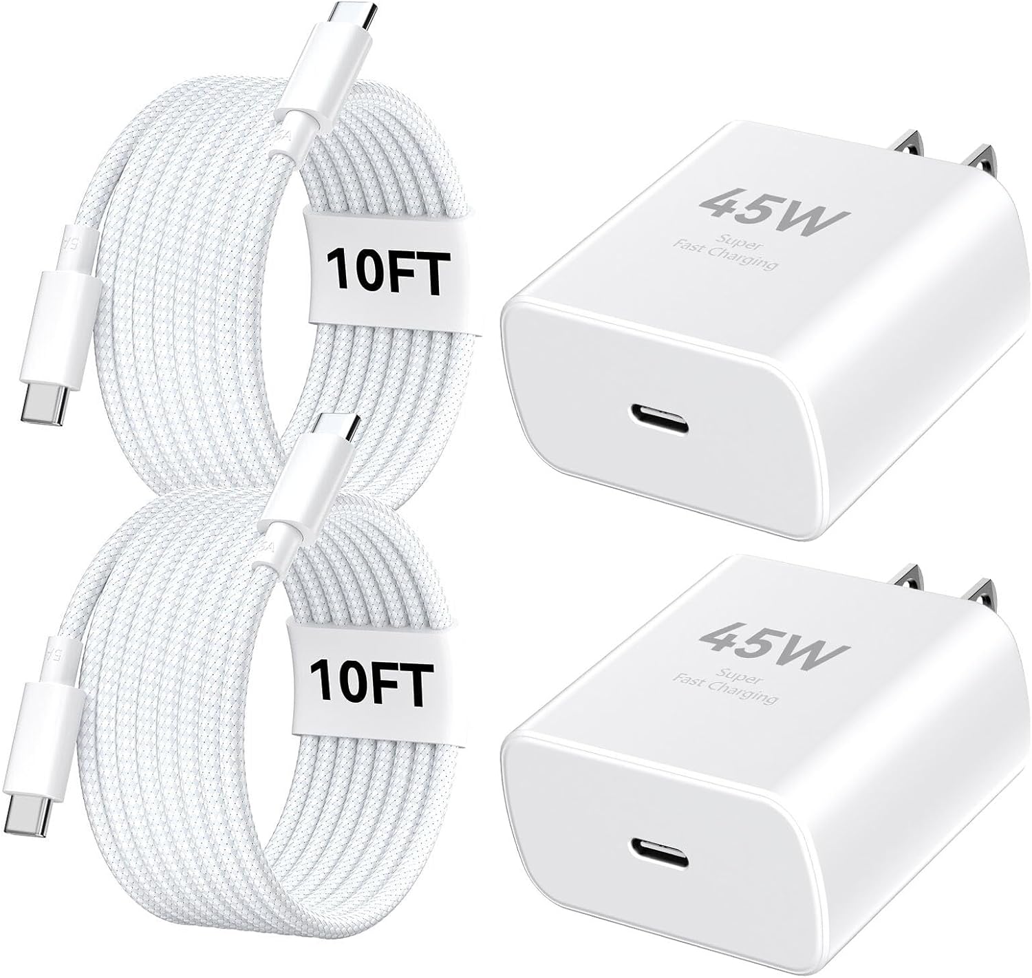 45W USB C Tremendous Quick Charger for iPhone 17 16 15Pro Max, 45 Watt Sort C Charger Block with 10FT Nylon Braided Charging Cable for 17 16 Professional Max/17 16 Professional/16 Plus,15 Professional Max/15 Professional/15, Android Telephone