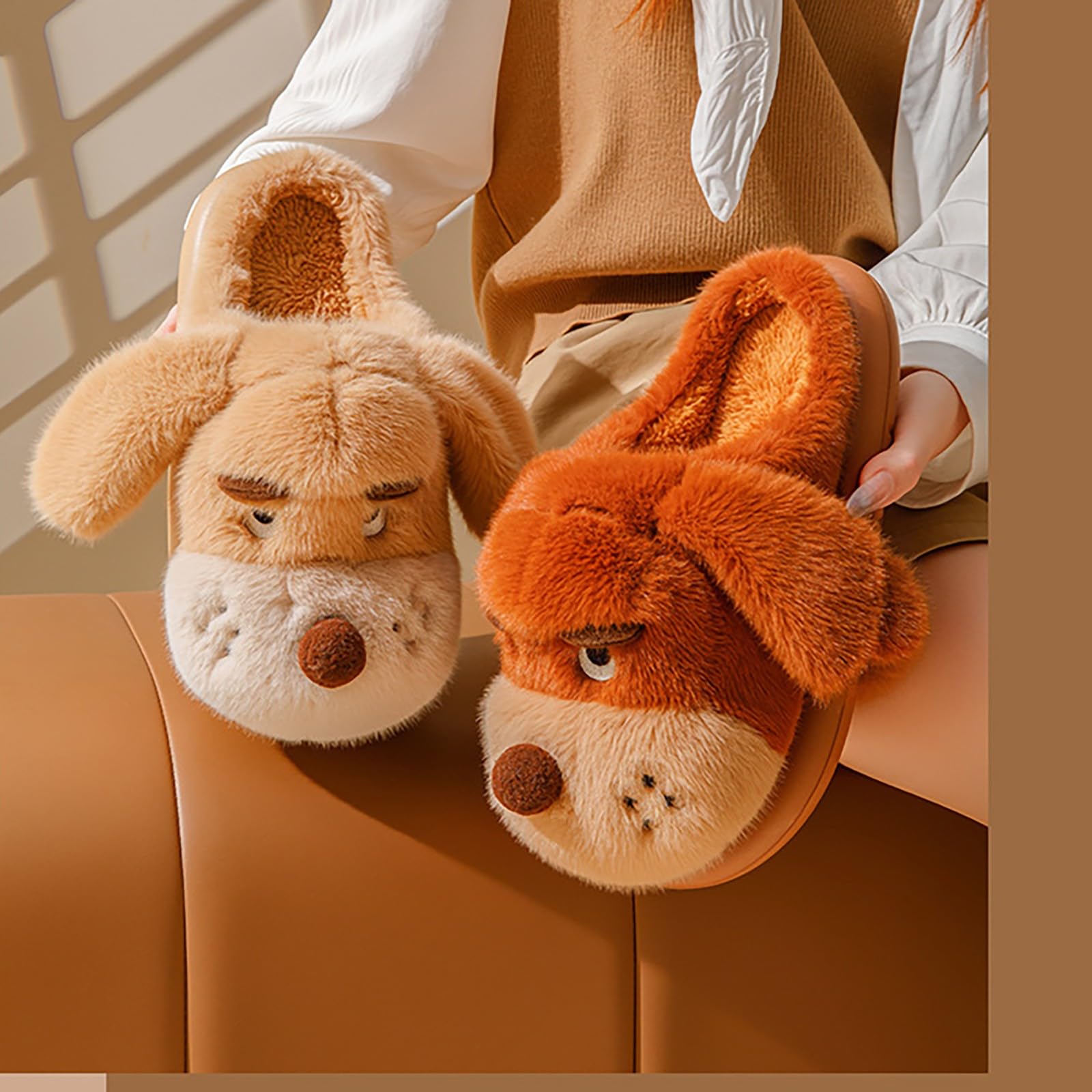 Pantuflas de felpa para mujer lindas dibujos animados, pantuflas cómodas