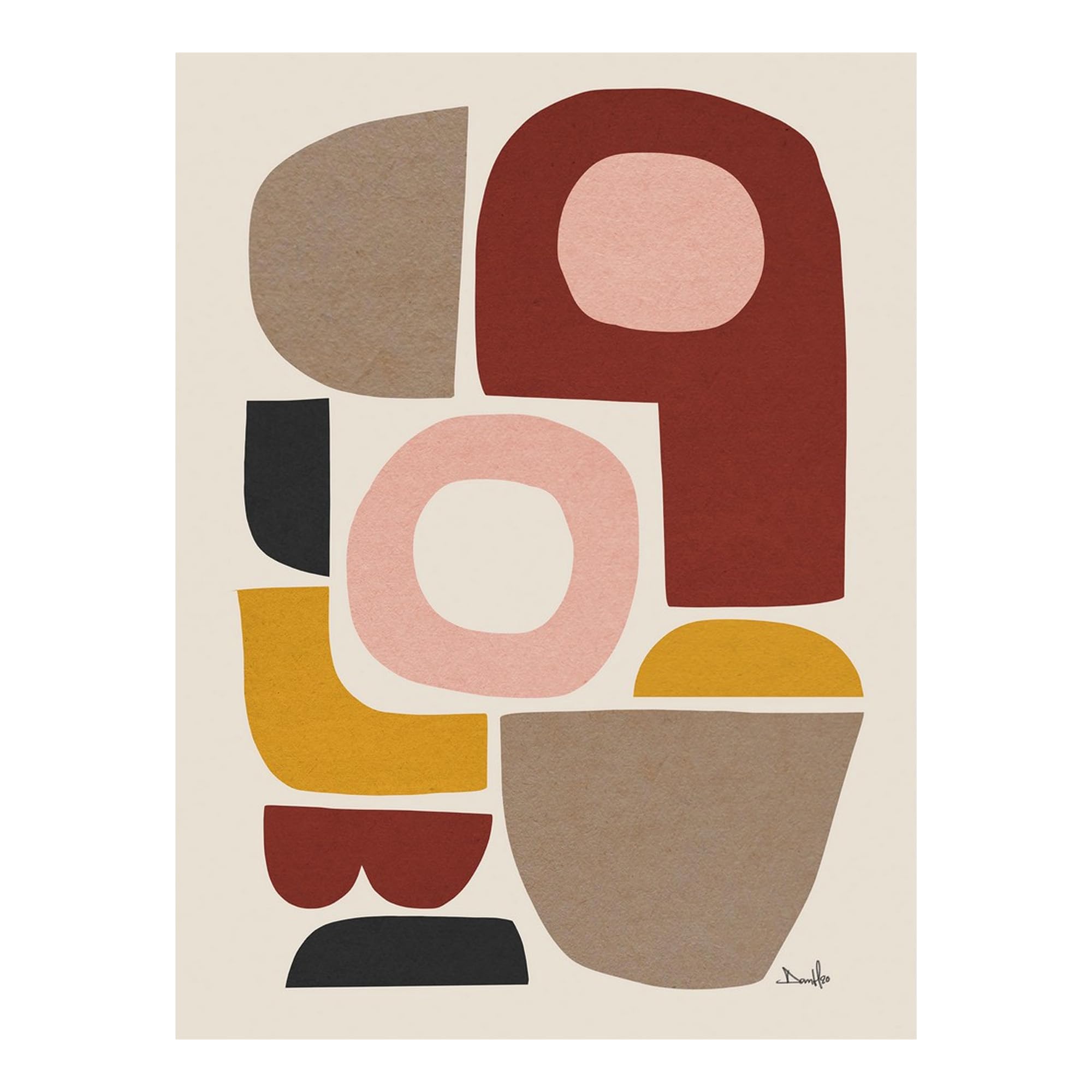 Dan Hobday Pink/Brown/Yellow Walkin´ Print (40Cm X 30Cm) ()