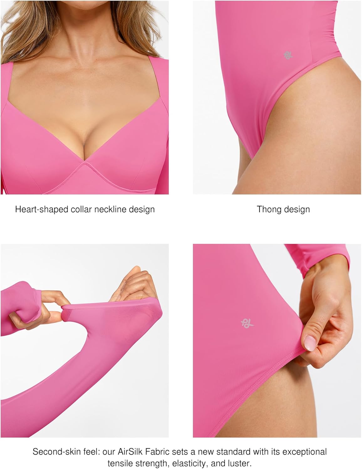 Popilush Long Sleeve Body suits for Women Thong Shapewear Bodysuit Tummy Control V Neck Shirt Going Out Tops - Image 3