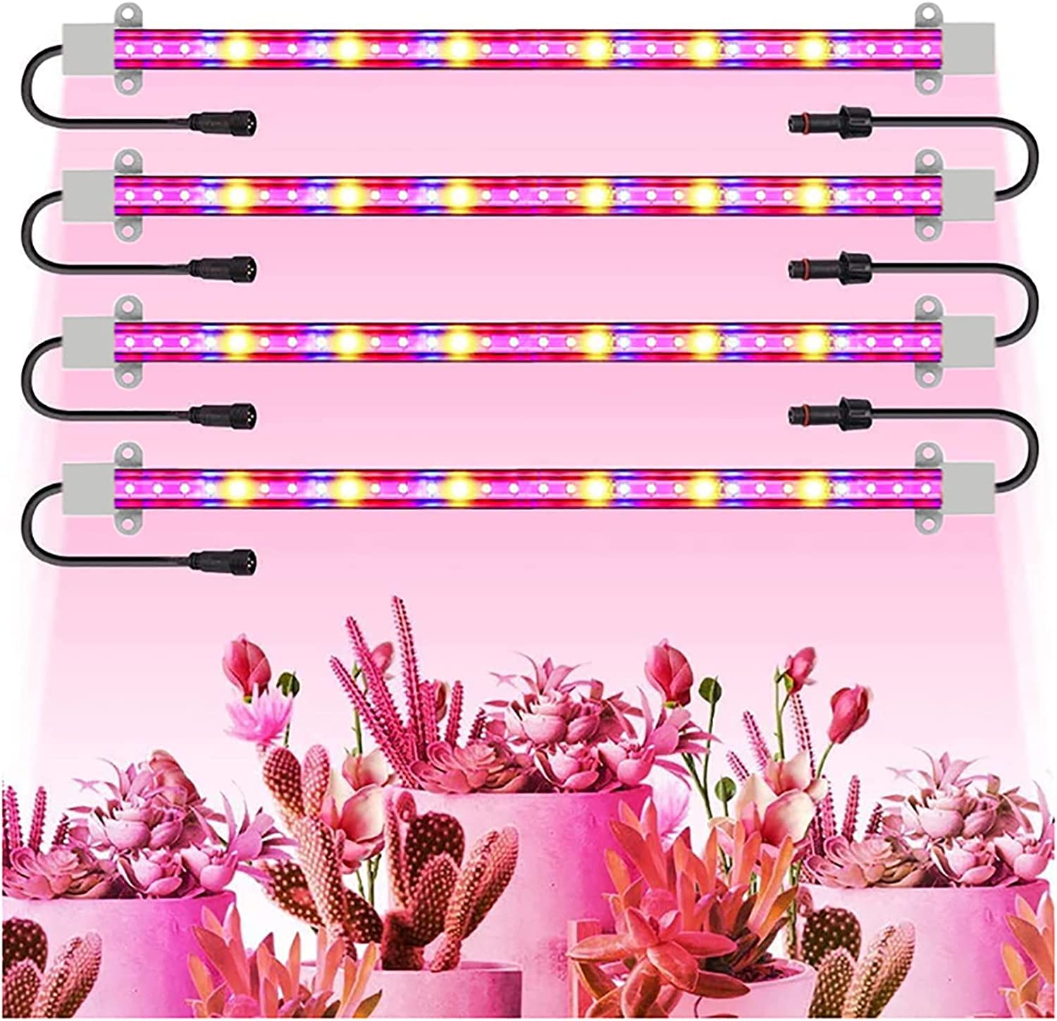 Derlights 植物育成ライト、8個セット、暖色系、384個のLEDチップ、フルスペクトル、タイマー機能（4/8/12時間）、10段階調光、8つの照明モード、野菜、多肉植物、室内栽培に最適 Amazon.co.jp: 植物育成ライト 8本セット 暖色系 384個LEDチップ フル