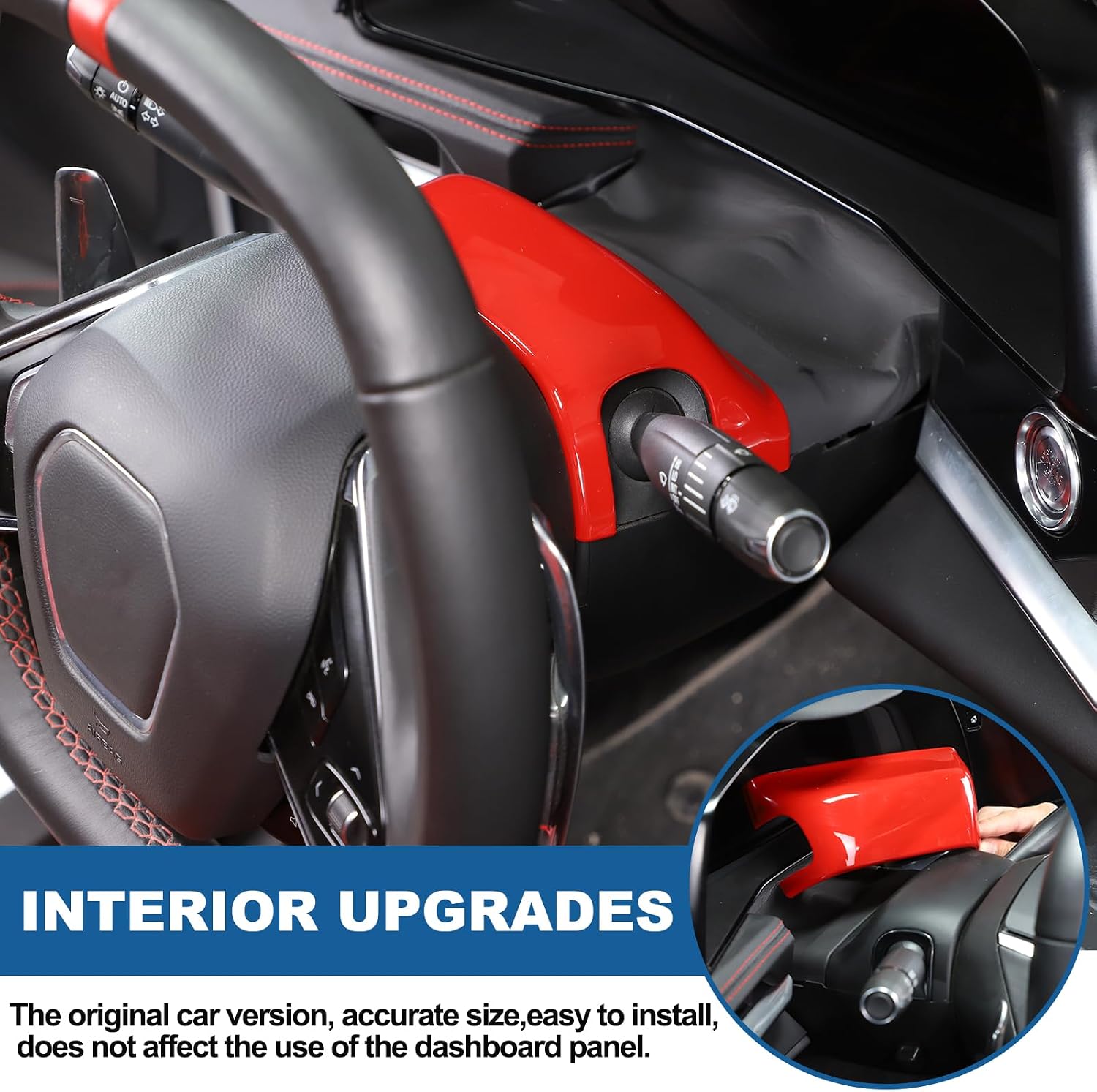Steering Wheel Base Upper Trim Cover Compatible with Corvette C8 Stingray 2020-2025 ABS 1PCS,C8 Interior Steering Wheel Cover Trim Accessories (Sports Red)