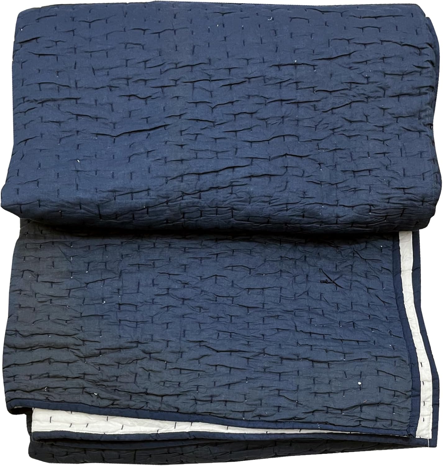 KanthaNtapestryart New Solid Jaipuri Baby Quilt 100% Cotton Quilted Block Printed Nursery Quilt, Lightweight and Warm Reversible Quilt Quilted Blanket (20, Blue)