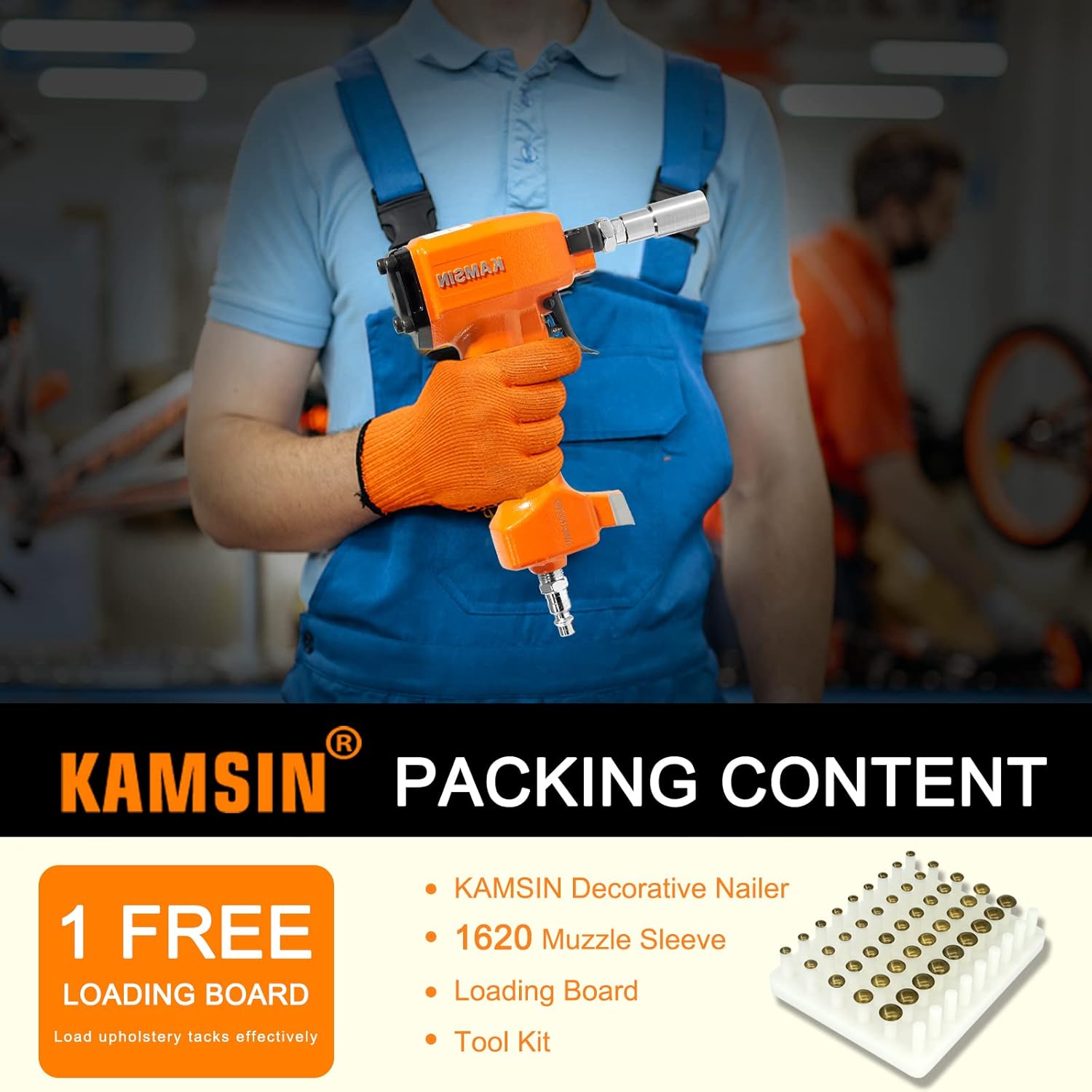 1620 Pneumatic Decorative Nailer 41/64-inch (16.2mm) Diameter Deco Nailer Air Power Finish Nailer Deco Tack Nailer for Furniture, Sofa Leather, Upholstering