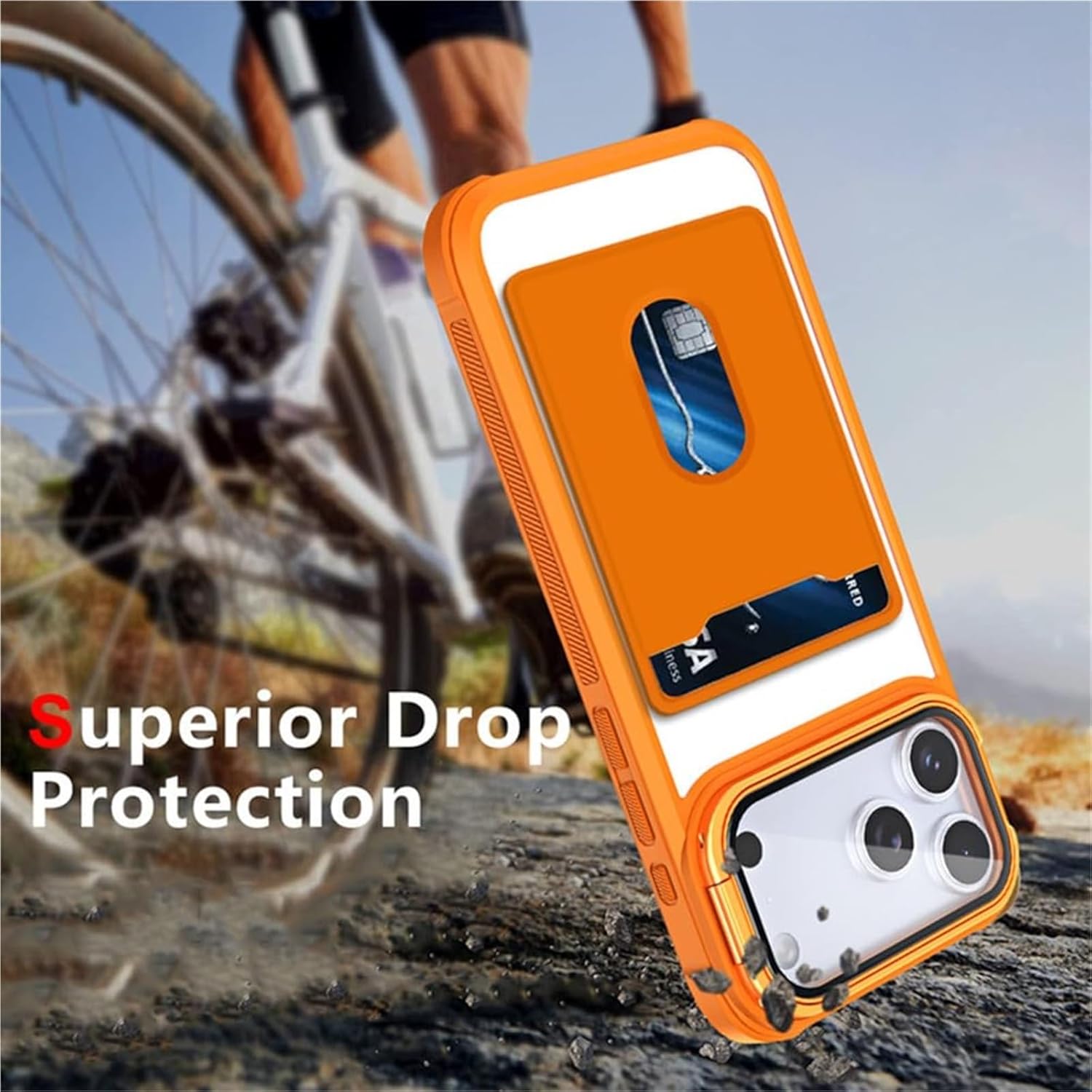 Slim Case for iPhone 17/17 Air/17 Pro/17 Pro Max, Card Holder & Camera Protection Stand Cover, Cool Shock Absorbing Matte Shell(Purple,17 Pro Max)